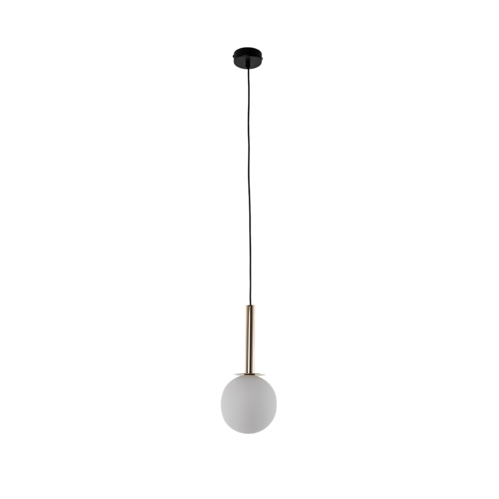 Candeeiro suspenso Daisy, 1 lâmpada, dourado/branco/preto, vidro