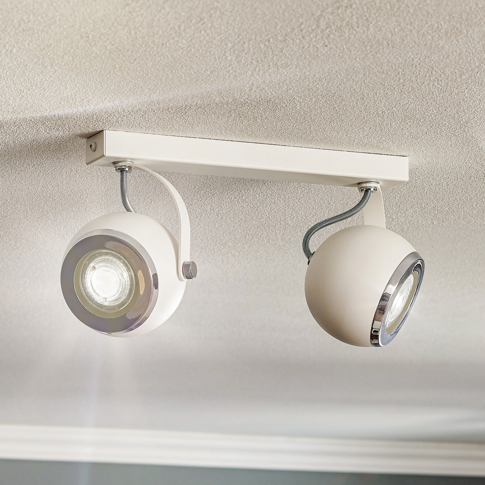Kron ceiling spotlight, two-bulb, white