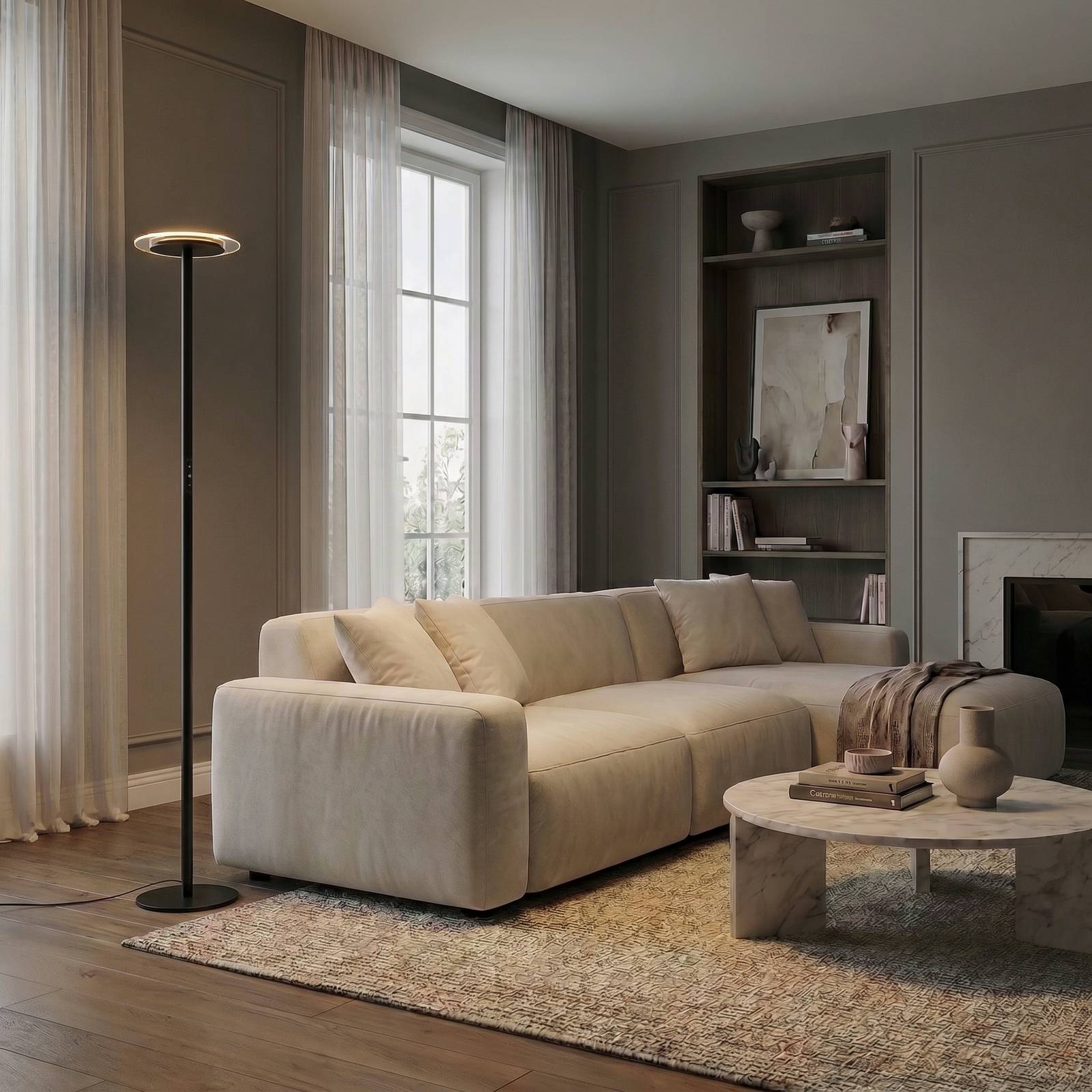 Lampa stojąca LED Arcchio Frile, czarna, wysokość 190 cm, ściemniana