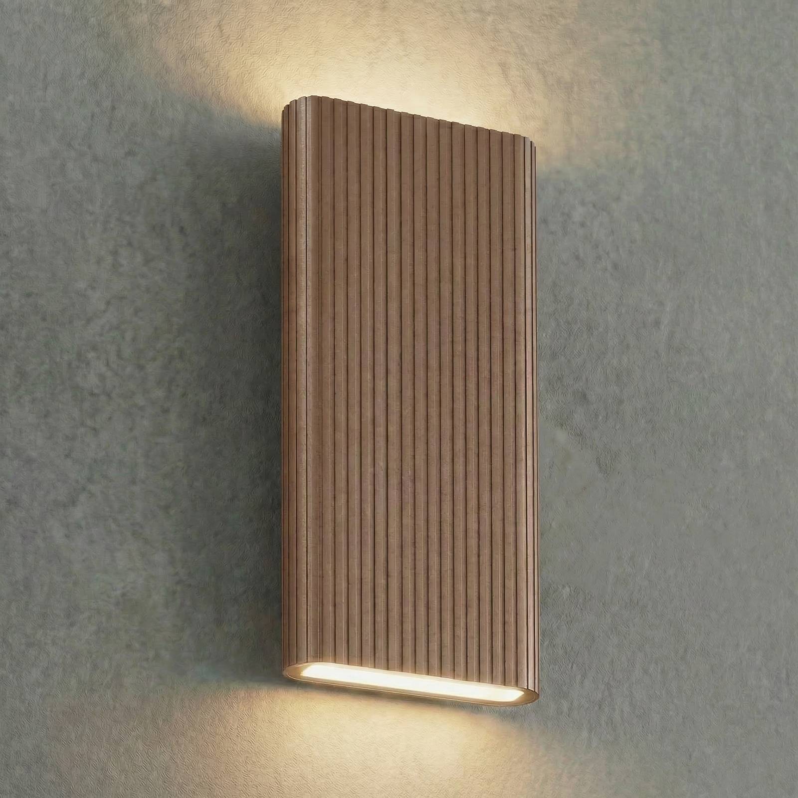 Applique d'extérieur LED Lucande Raija, brun foncé, hauteur 40 cm, CCT