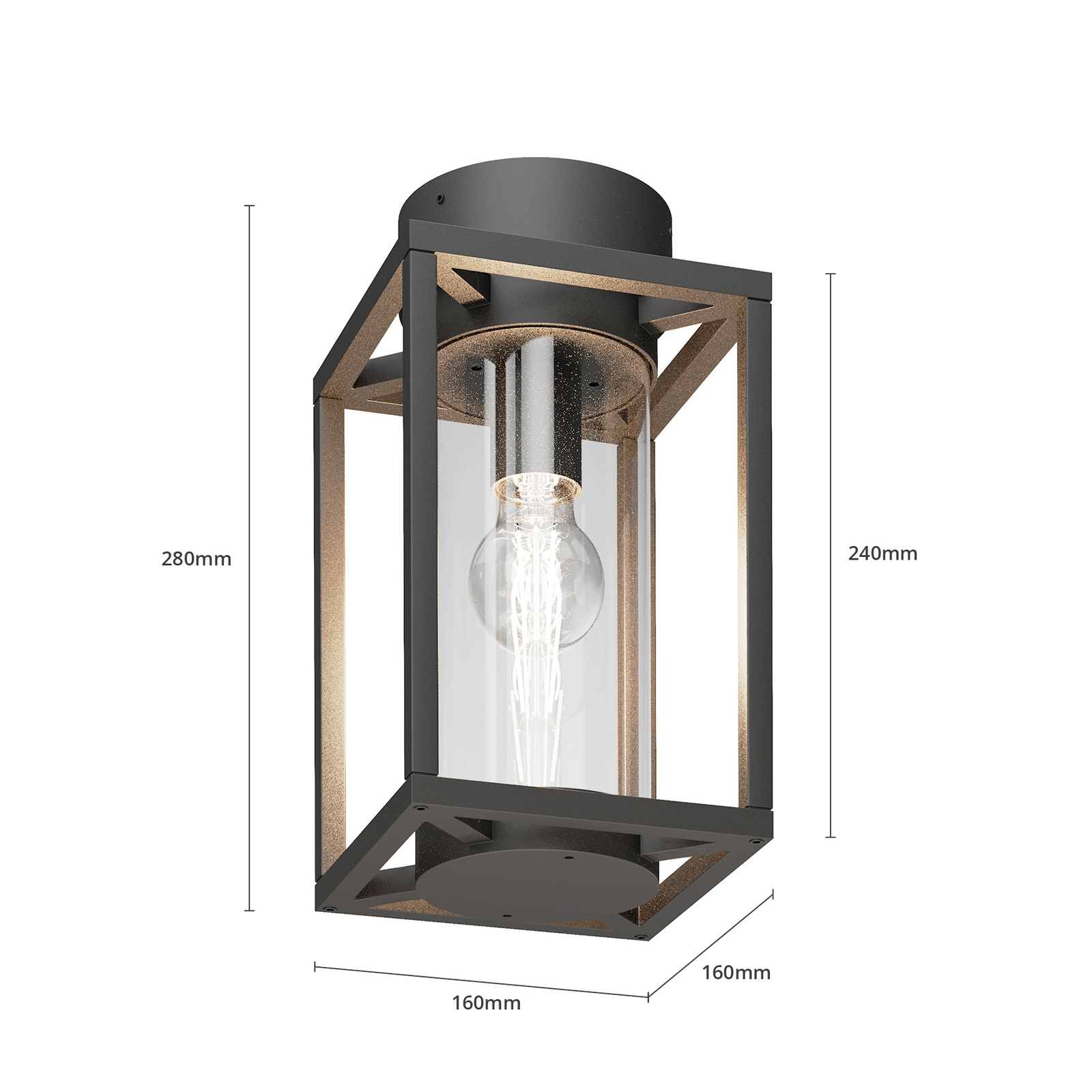 Lucande buiten plafondlamp Ferda, 29 cm, grafiet grijs, E27