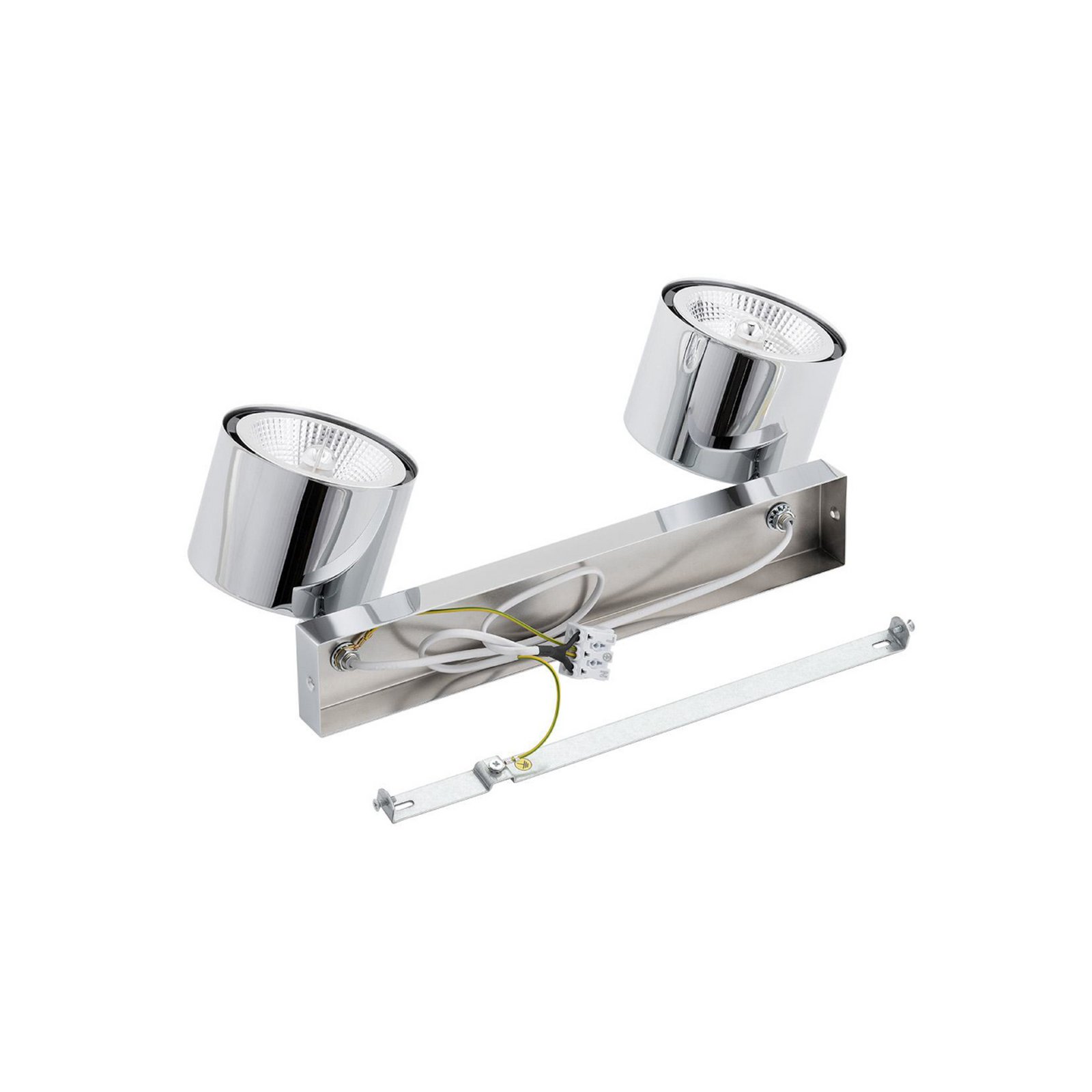 Chloe downlight, adjustable, 2-bulb, chrome-plated steel