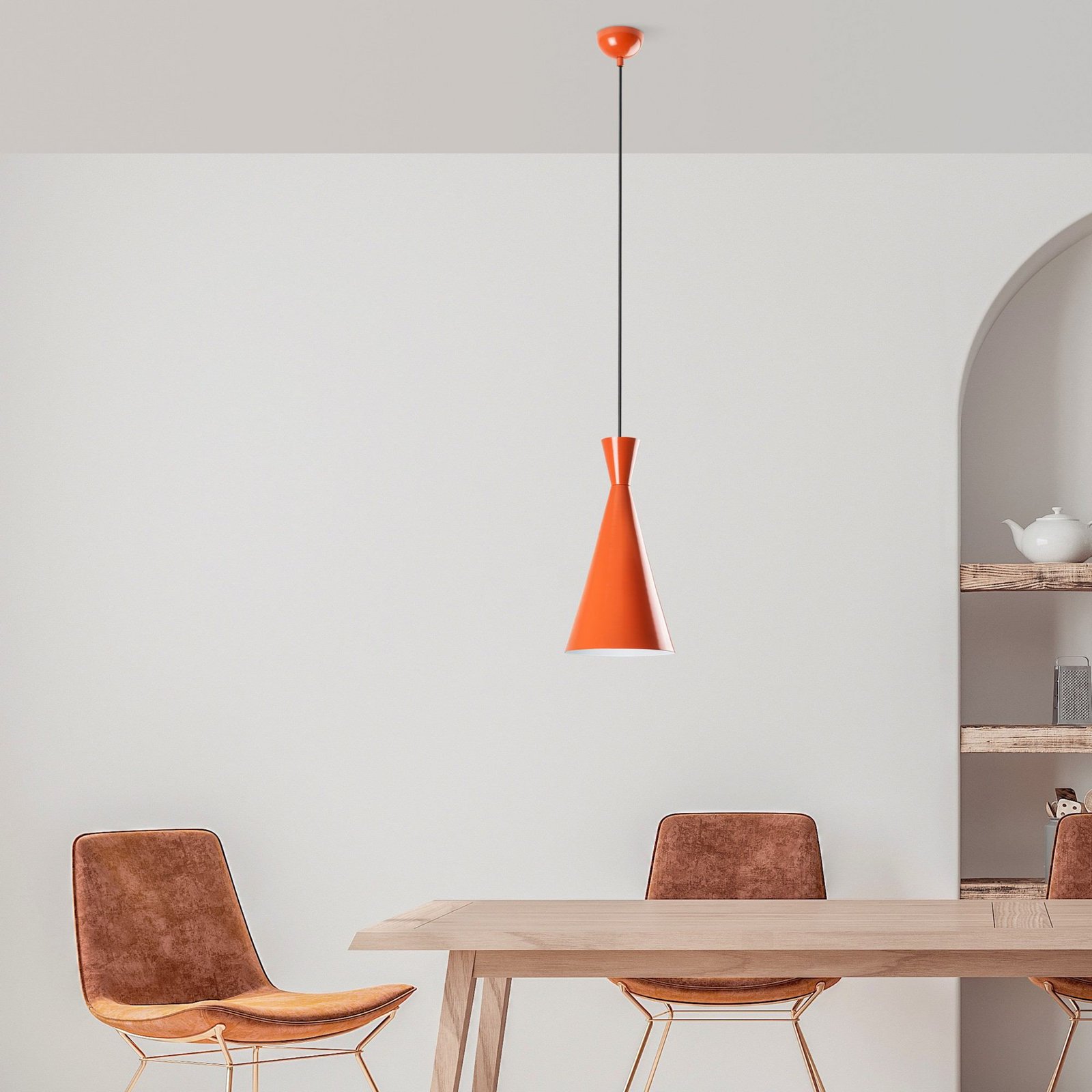 Tom pendant light, orange, metal, Ø 19 cm, E27