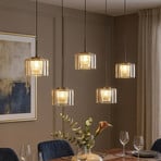 LED-Hängeleuchte Tumblers, 5-fl. lang, bronze, Glas, 3.000 K