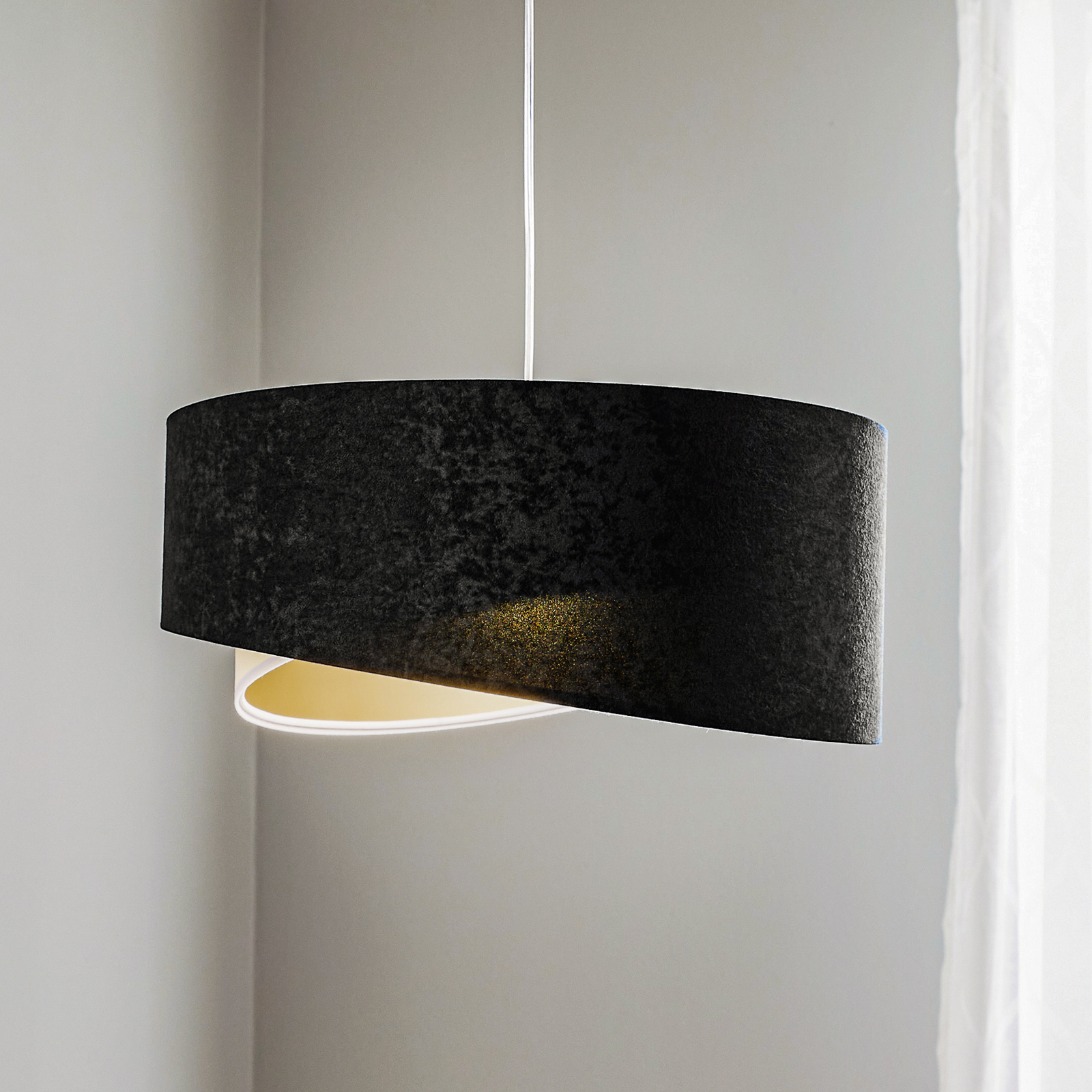 Lampa wisząca Vivien, czarna/biała/złota