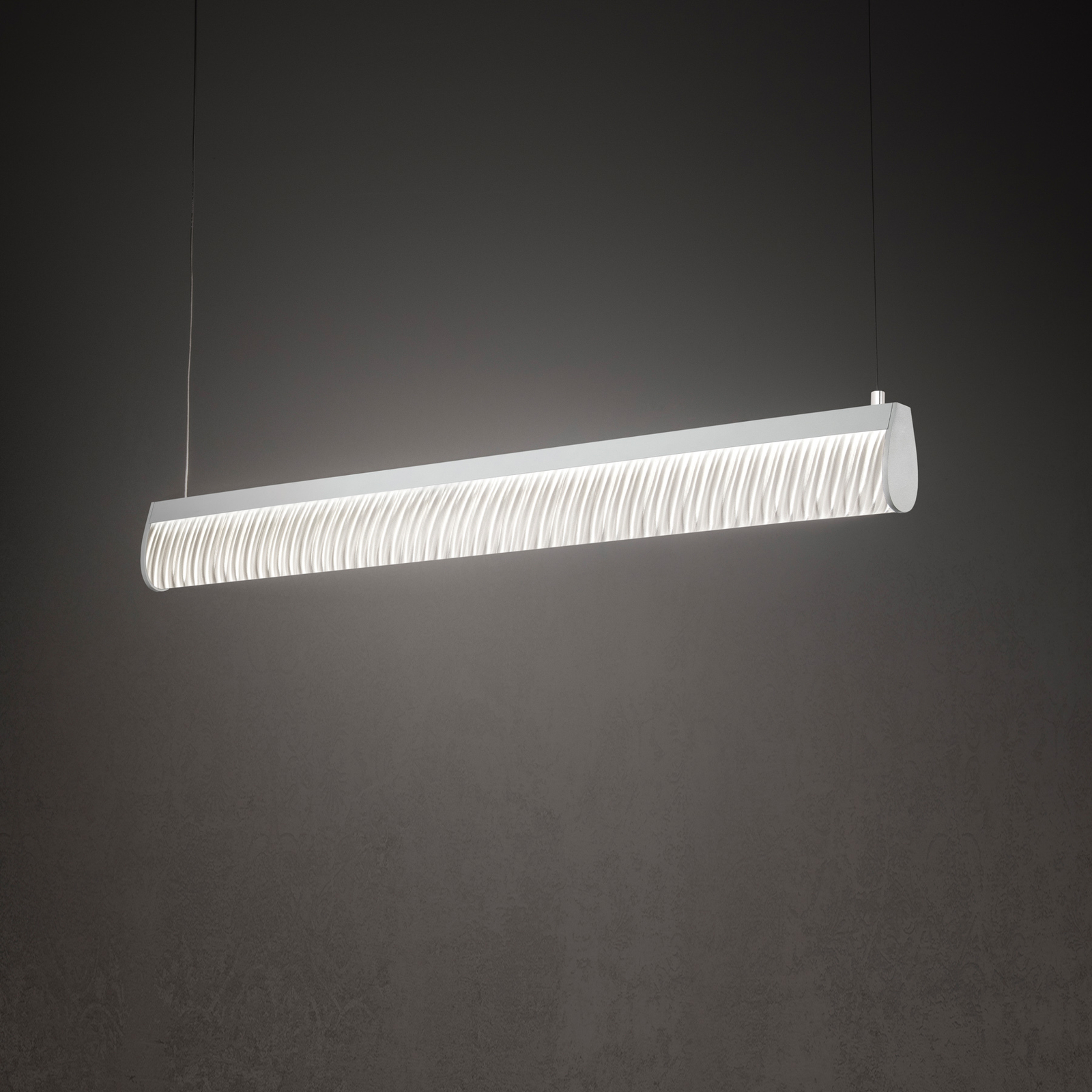 Slamp Lampada a sospensione LED Modula, plissettata, grigio chiaro