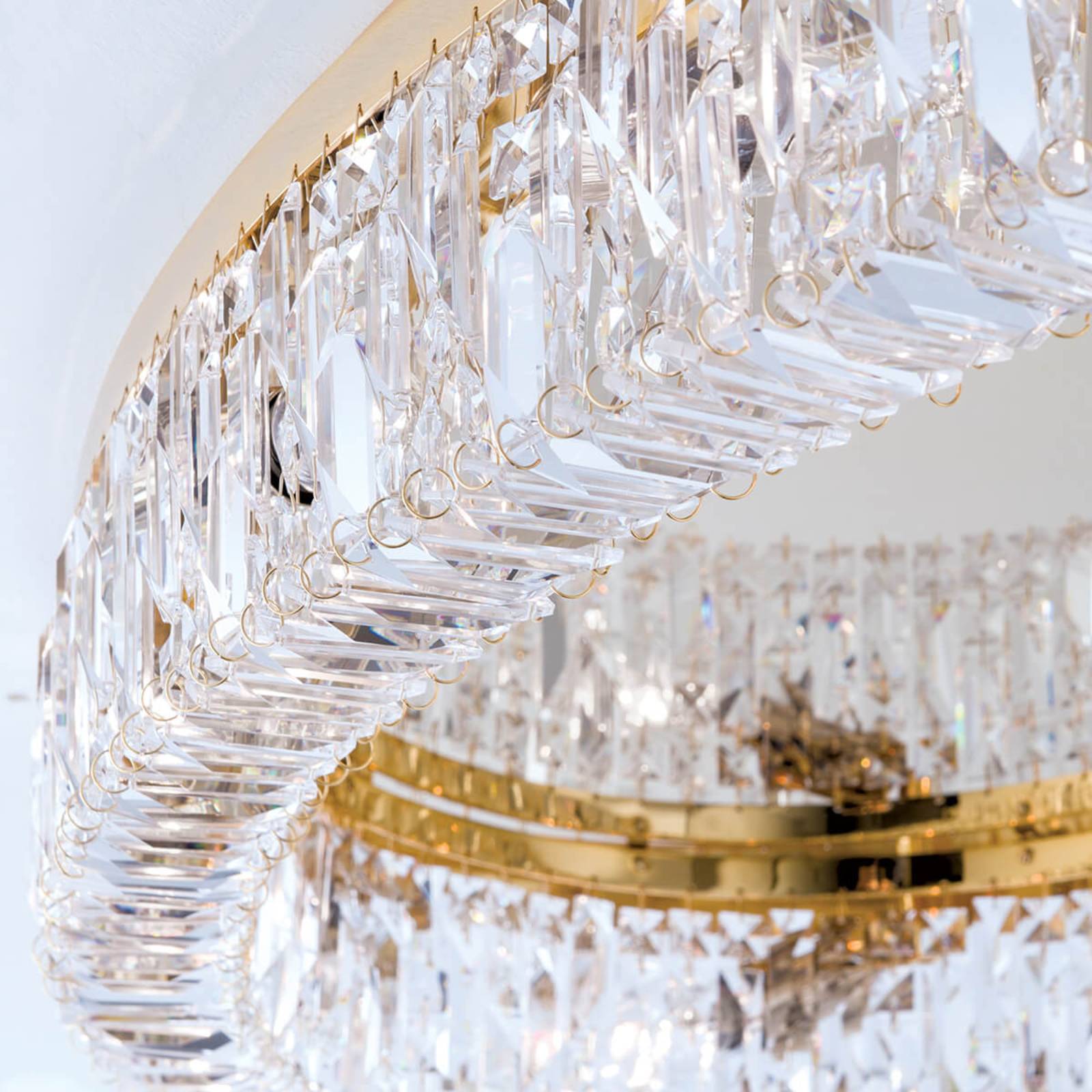 Owalna lampa sufitowa premium Pierścień, kryształy