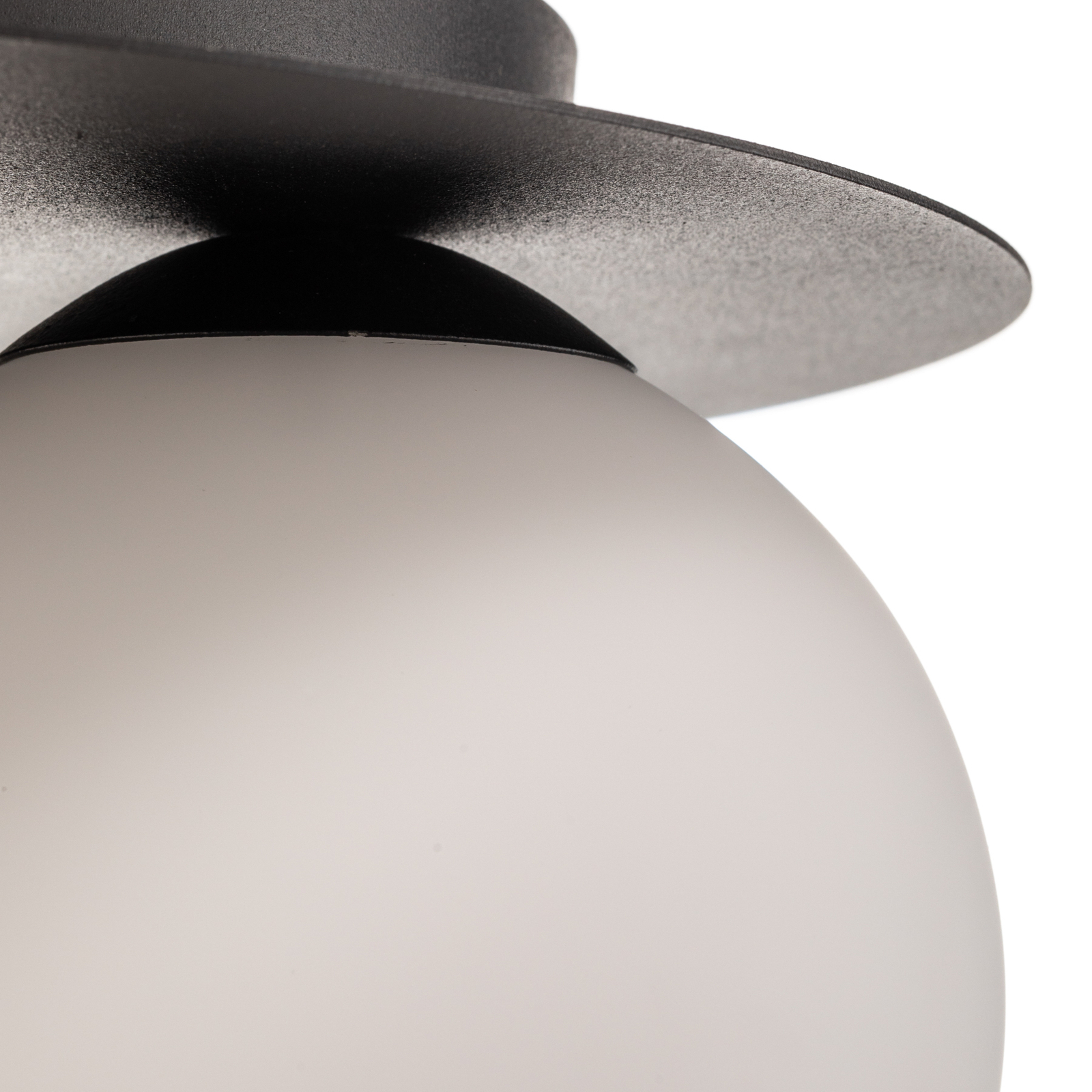 Solar ceiling lamp, black/opal, three-bulb