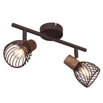 Isabelle ceiling light, rust-coloured, two-bulb