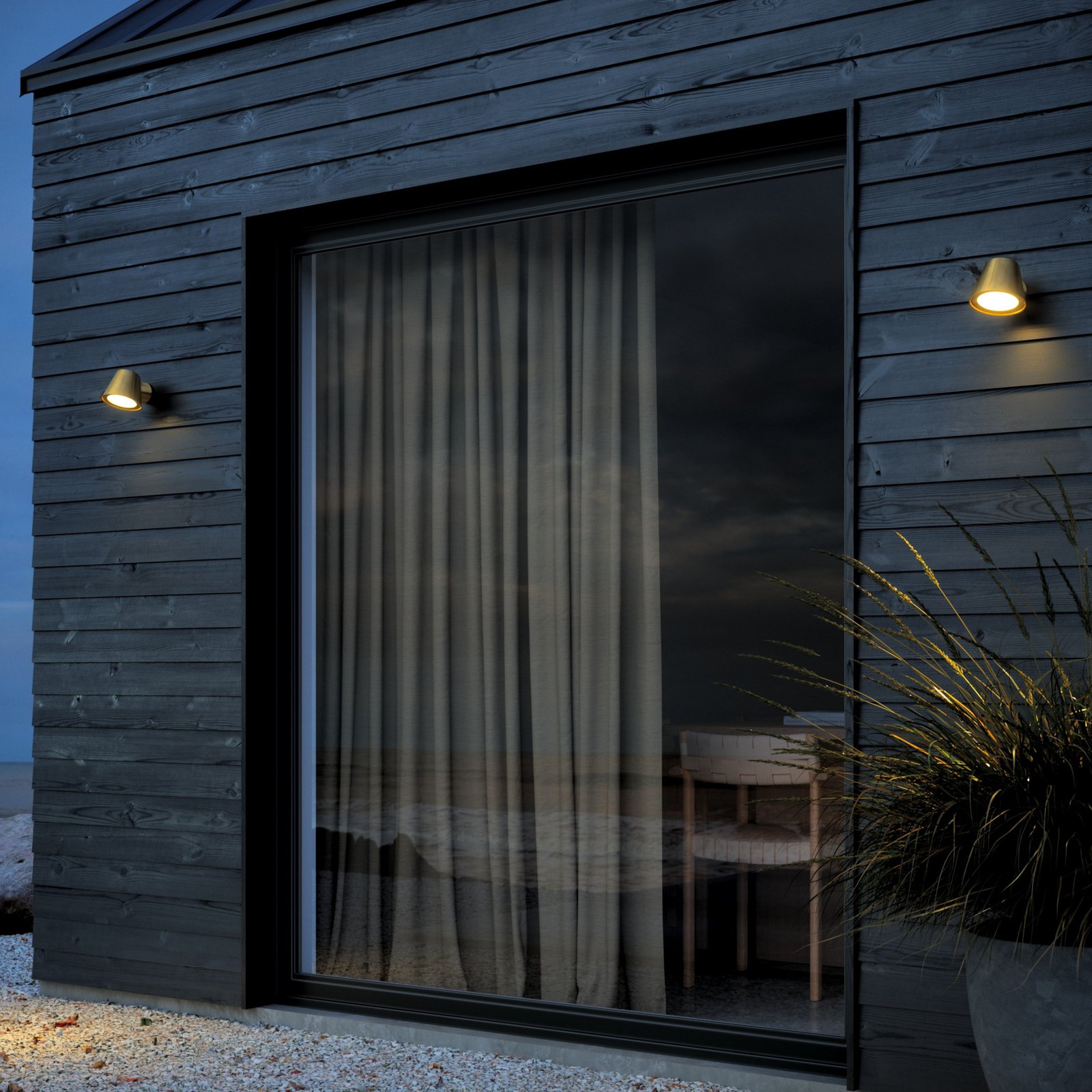 Outdoor wall light Aleria, 1 x GU10, brass, seawater resistant