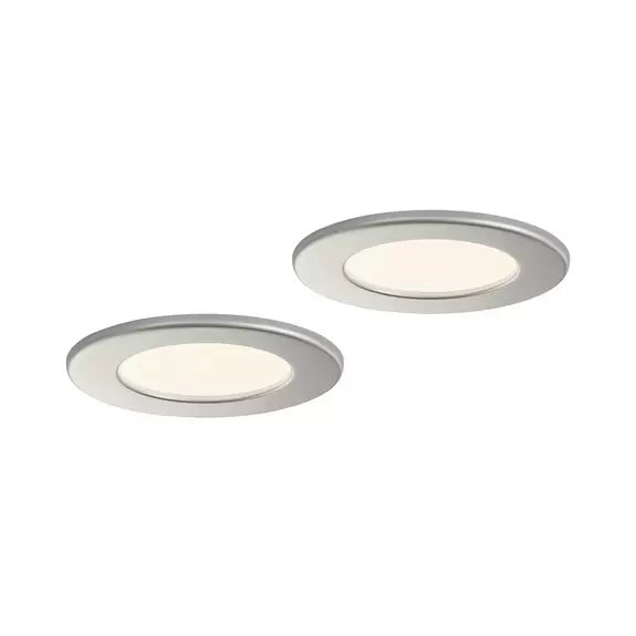 Lampenwelt Prios LED-Einbaulampe Cadance, silber, 11,5cm, 2er, dimmbar