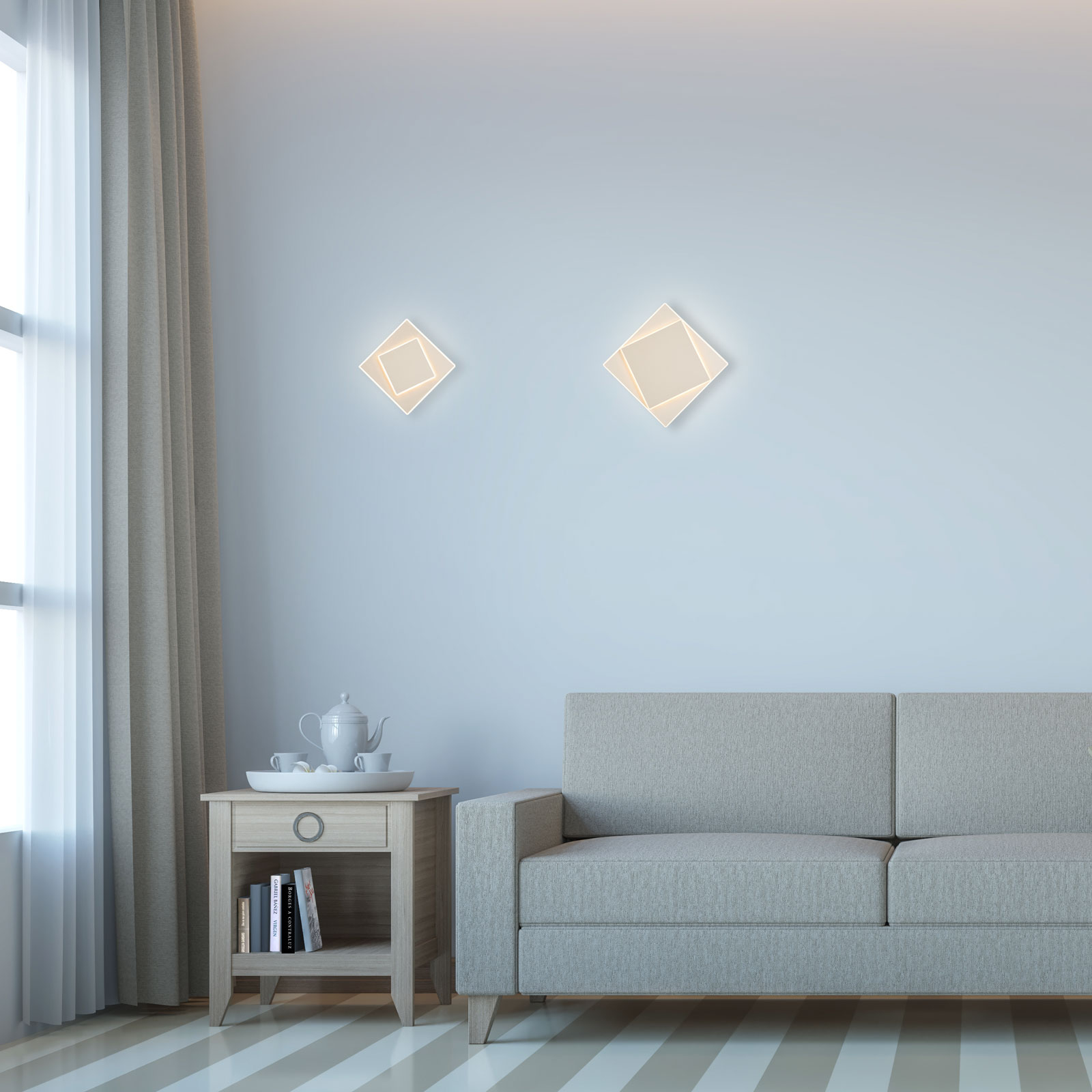 Dakla LED-vegglampe, hvit, 28x28 cm