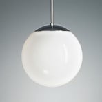 Pendellamp met opaalbol, 30 cm, chroom