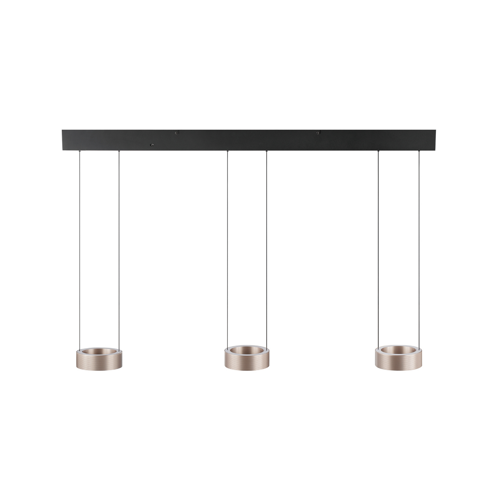 Lampada LED a sospensione Axion, nera/marrone, lunghezza 118 cm, CCT