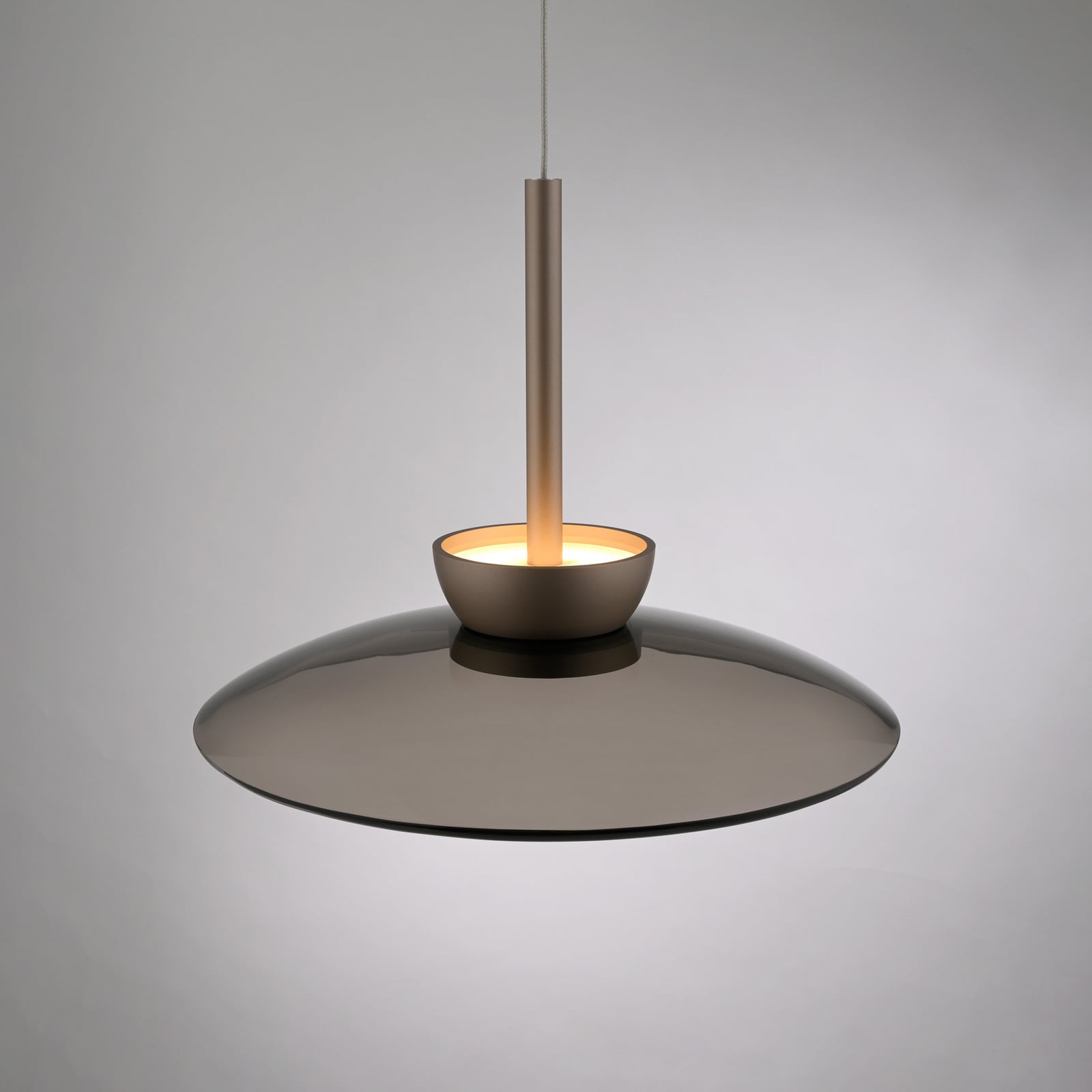 Lampada LED a sospensione Moon, bronzo, vetro ambrato (scuro), Ø 32 cm - PURE Lampada LED a sospensione Moon, bronzo, vetro ambrato (scuro), Ø 32 cm - PURE