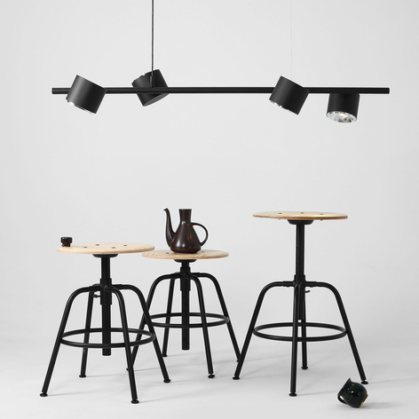 Hanglamp 1047, 4-lamps, zwart