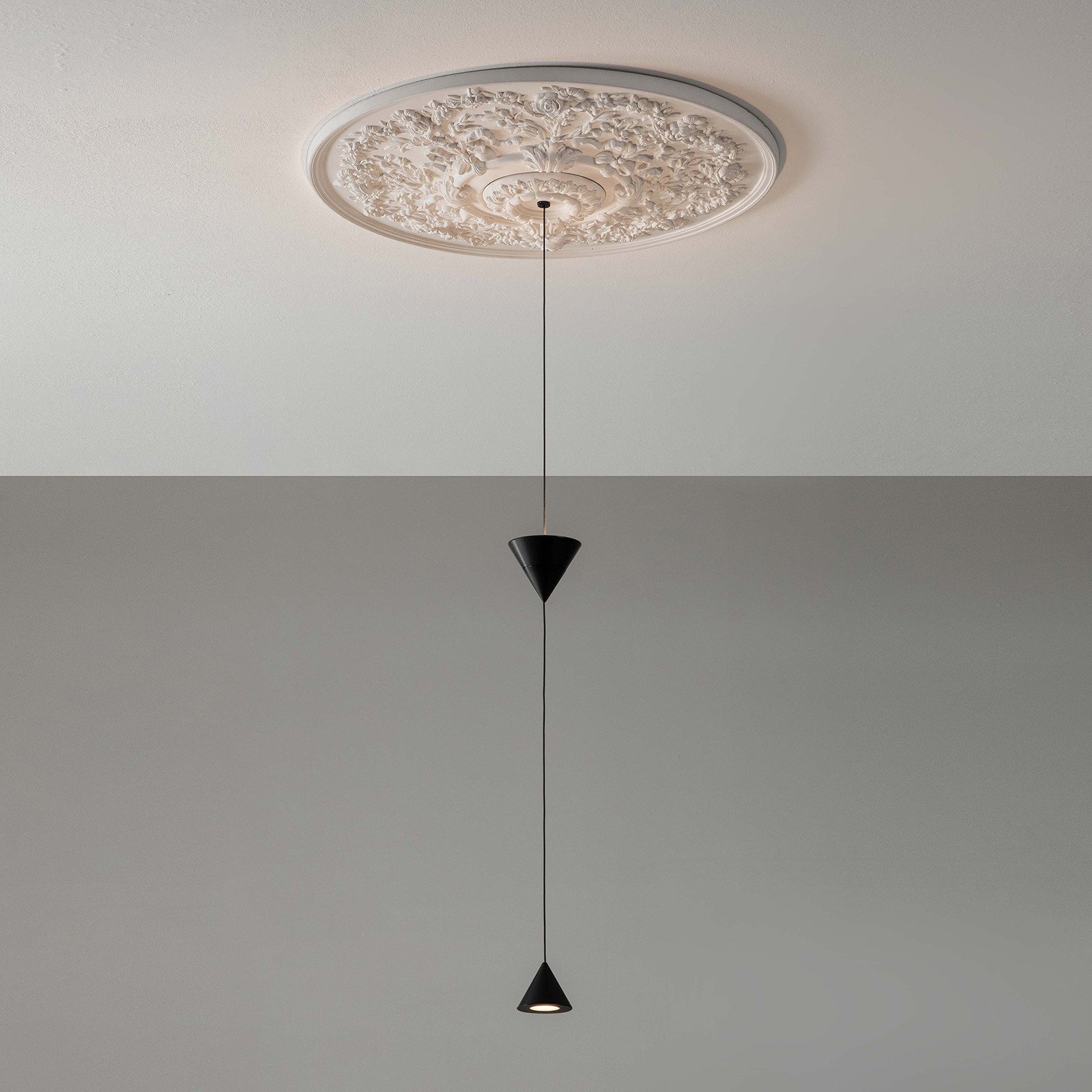 Karman Moonbloom lampă suspendată LED 2 becuri Ø75cm 2700K - Camera de zi / sufragerie - design - negru mat alb - Tencuială / Argilă
