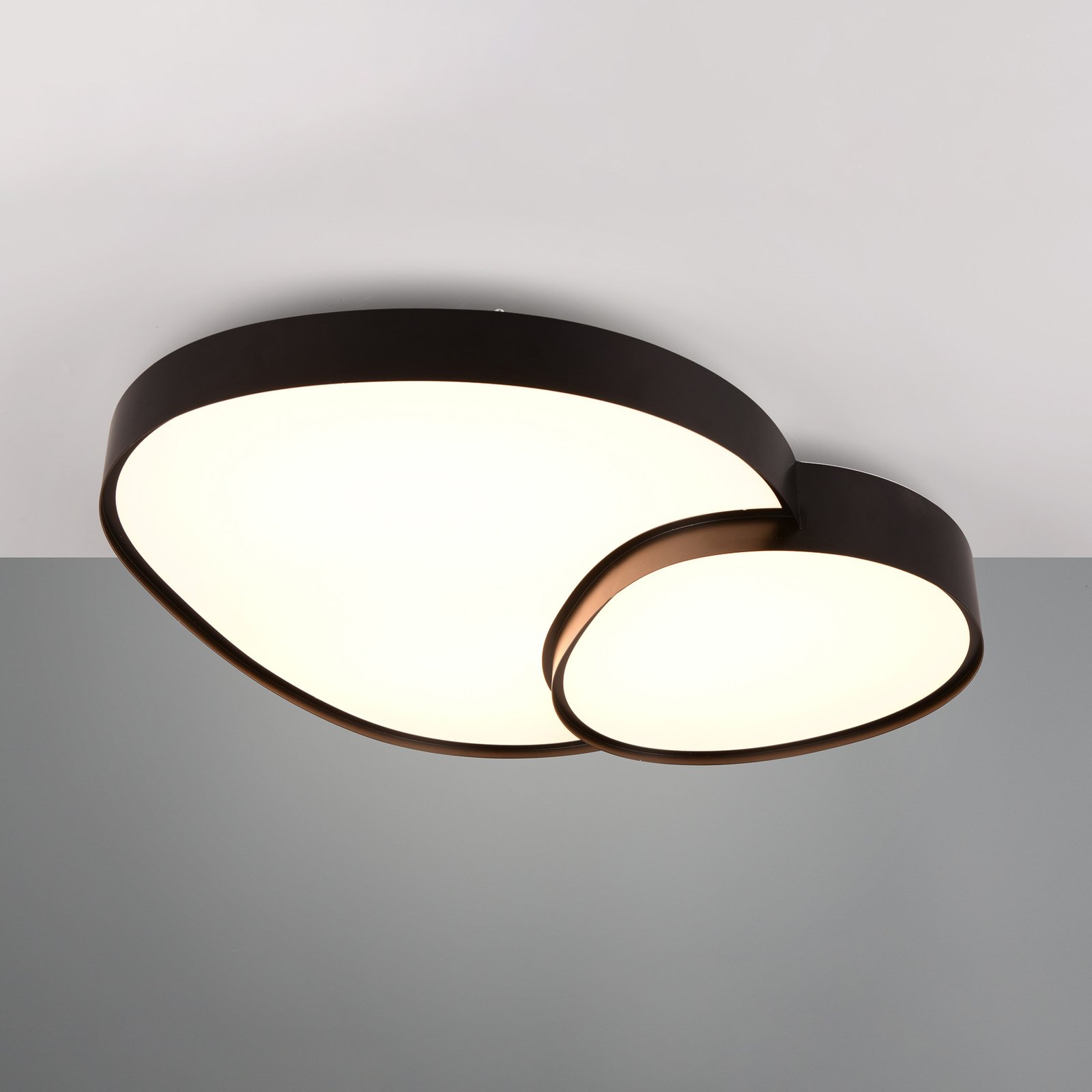 LED-loftslampe Rise, sort, 77 x 63 cm, CCT, dæmpbar