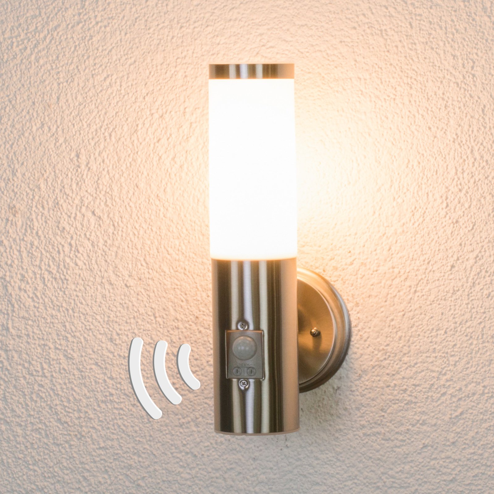 Kristof Outdoor Wall Lamp w/Sensor Steel - Lindby