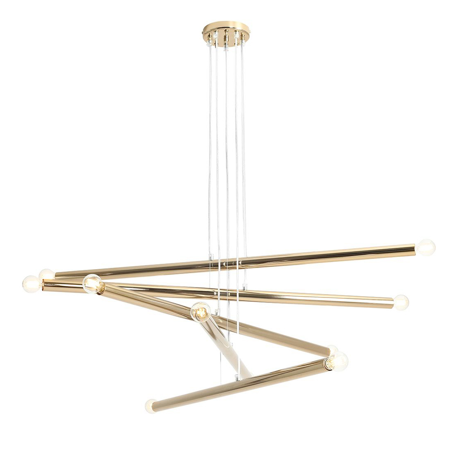 Lampa wisząca Tubo, złota, 10-punktowa
