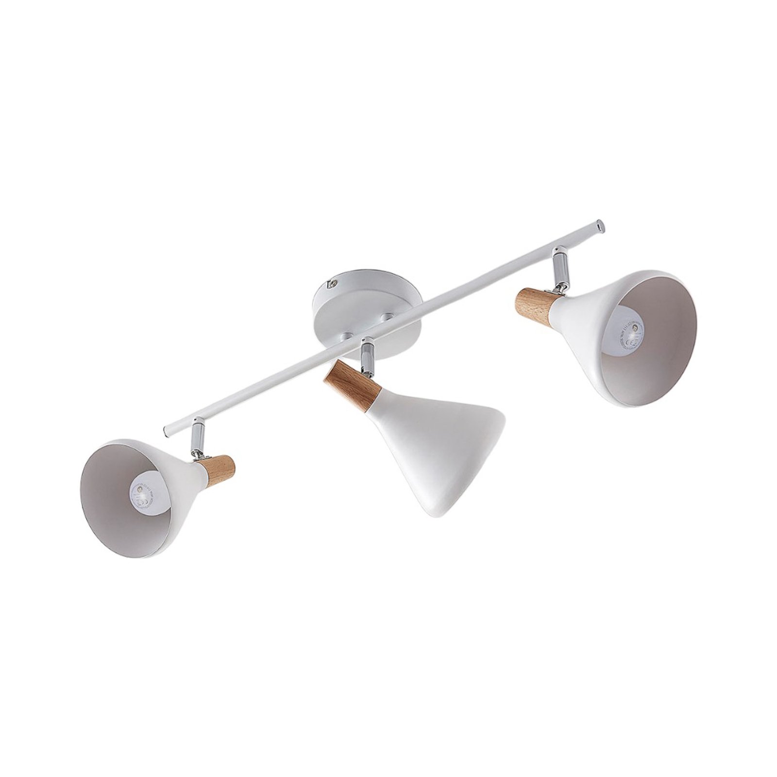 Arina ceiling lamp in white, 3-bulb, long