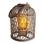 Basket LED solar lantern, bamboo, 29 cm, brown