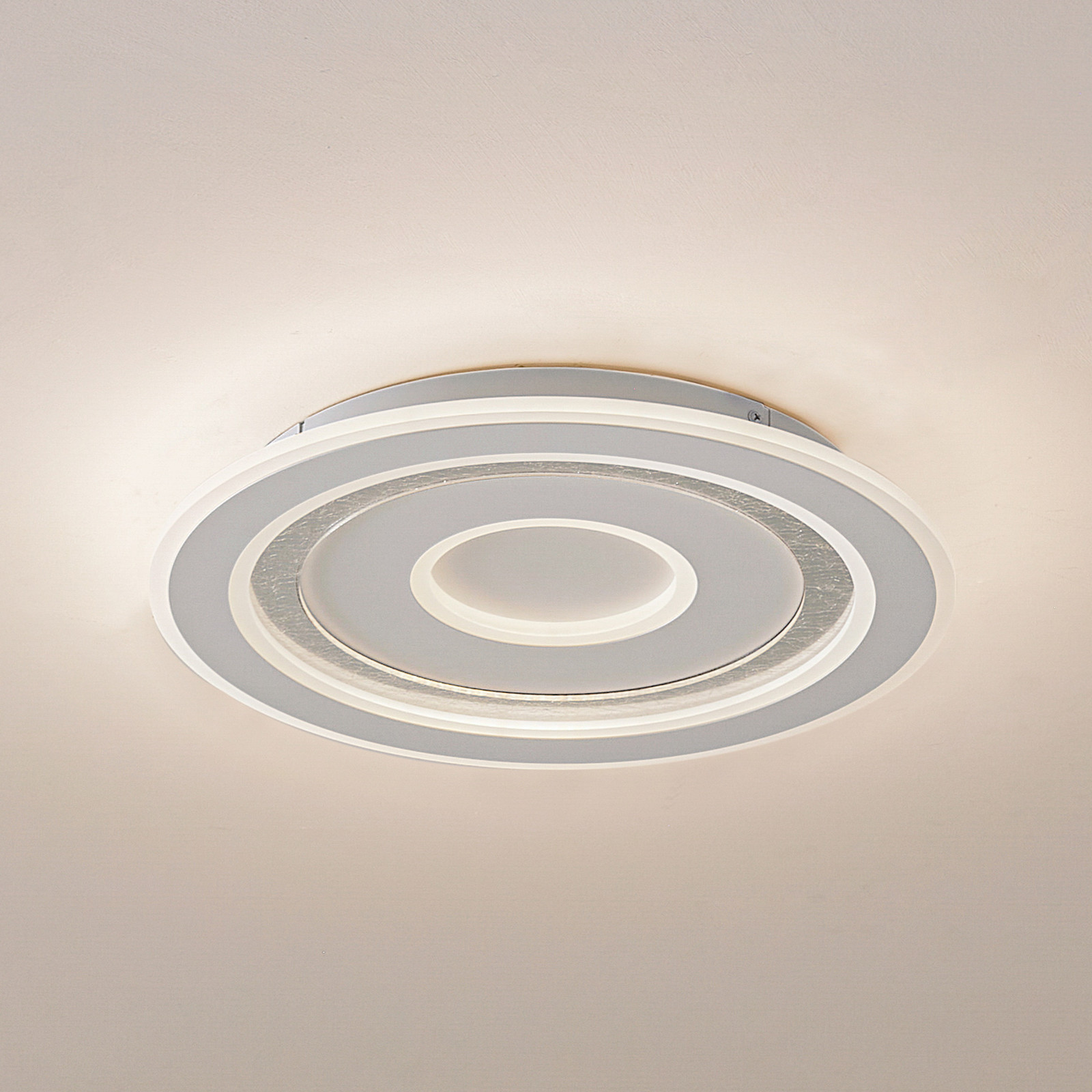Lindby plafonieră LED Lorvik Ø 40 cm alb CCT dimabil - Camera de zi / sufragerie - Modern - Metal
