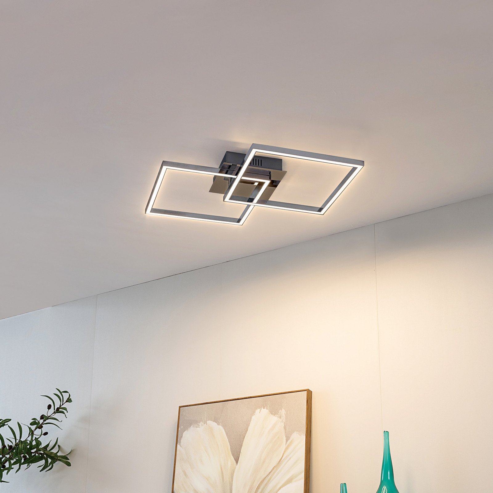 Plafonieră cu LED Lindby Panja 50 cm cromat fier - Camera de zi / sufragerie - Modern - crom alb - Metal
