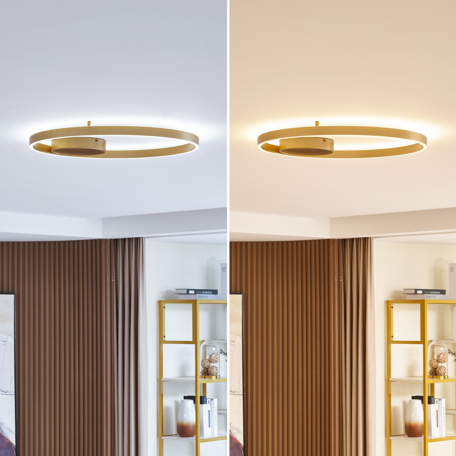 Lucande Smart LED ceiling light Moise, gold, CCT, Tuya