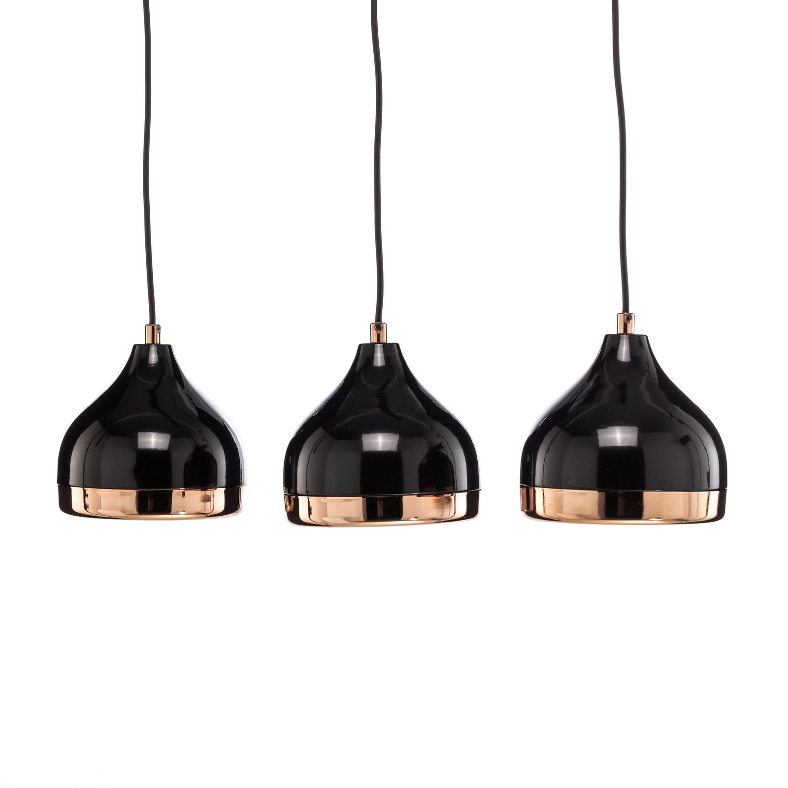 Lampada a sospensione Yildo 6877 a 3 luci lineare nero/rame