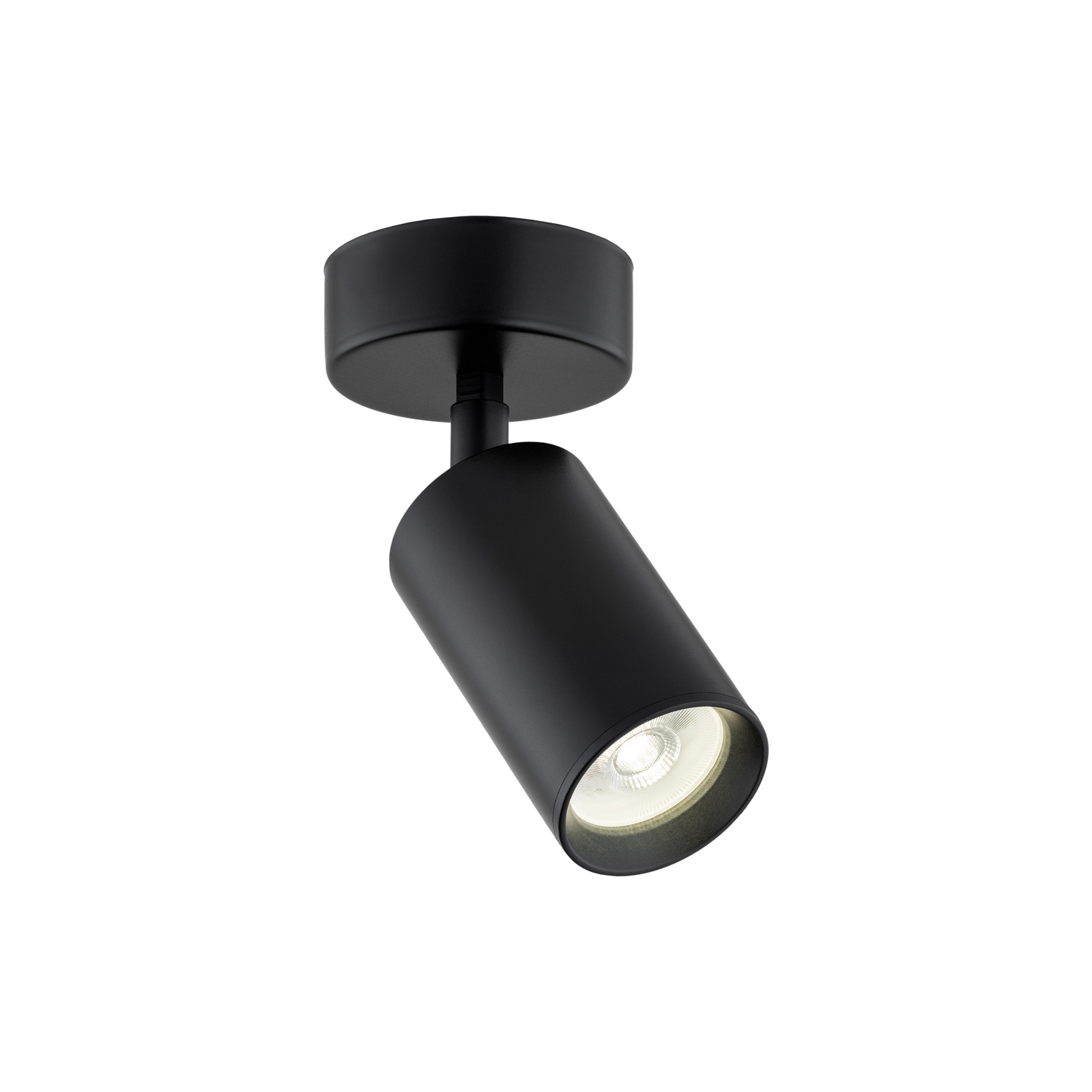 Projetor de teto Sado em aço preto, regulável 1 lâmpada redonda