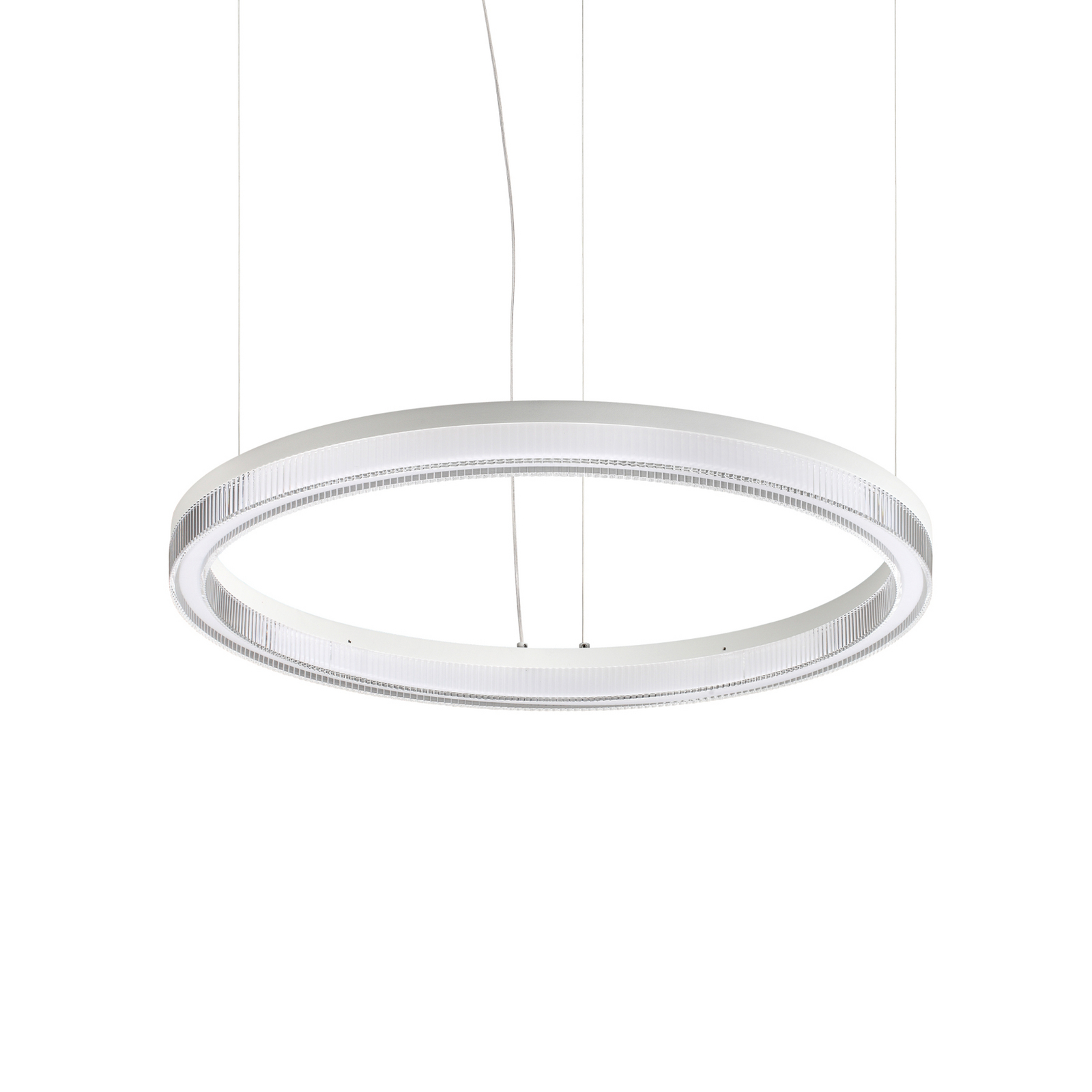 IDEAL LUX LED piekaramā lampa Crown, Ø 60 cm, balta, metāla