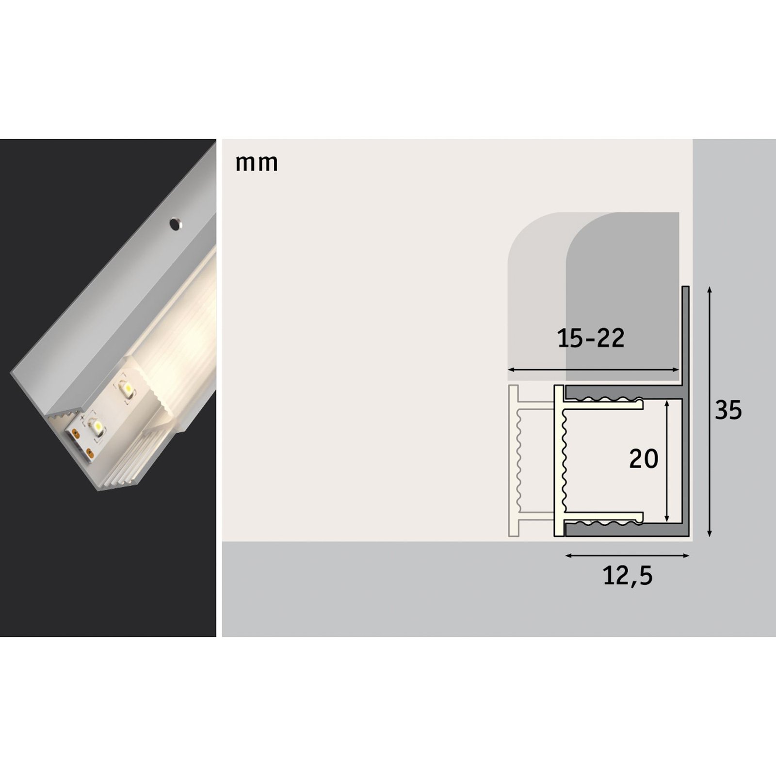 Paulmann Socle Einbauprofil für LED-Strips 1m
