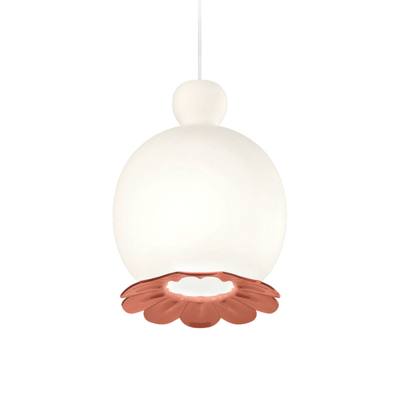 Kundalini Opyo hanging light, handblown, coral, for Living / Dining Room, glass, metal, E27, 57 W, energy efficiency: A++, H: 28 cm