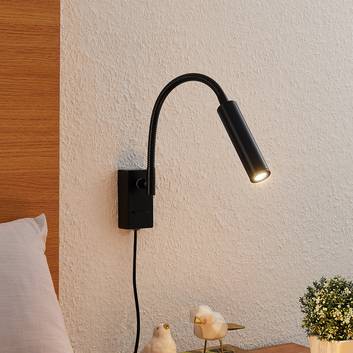Lucande Anaella LED wandlamp, zwart, 47 cm