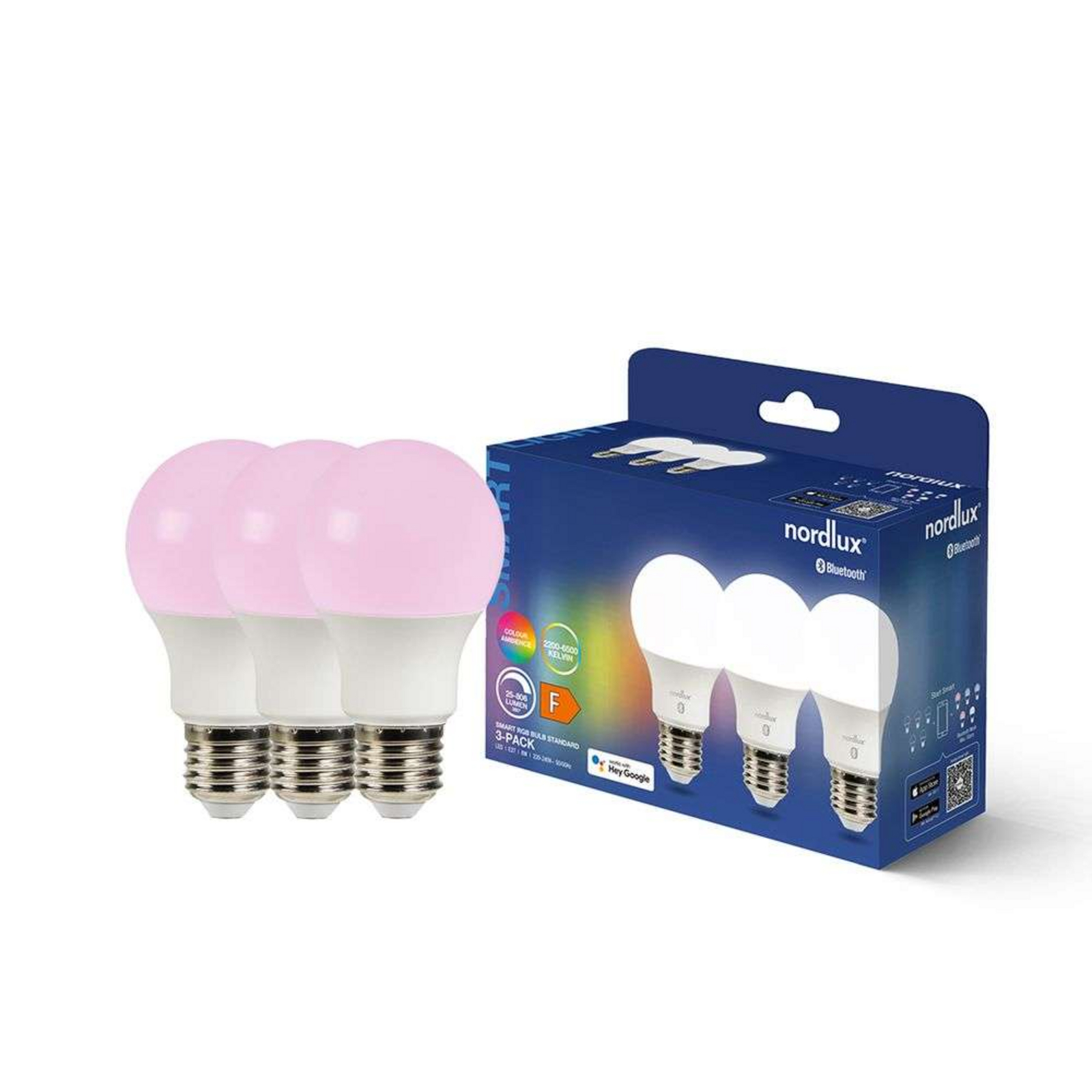 Bec Smart Colour 8W (806lm) 2200-6500K Dim. White 3-pack E27 - Nordlux