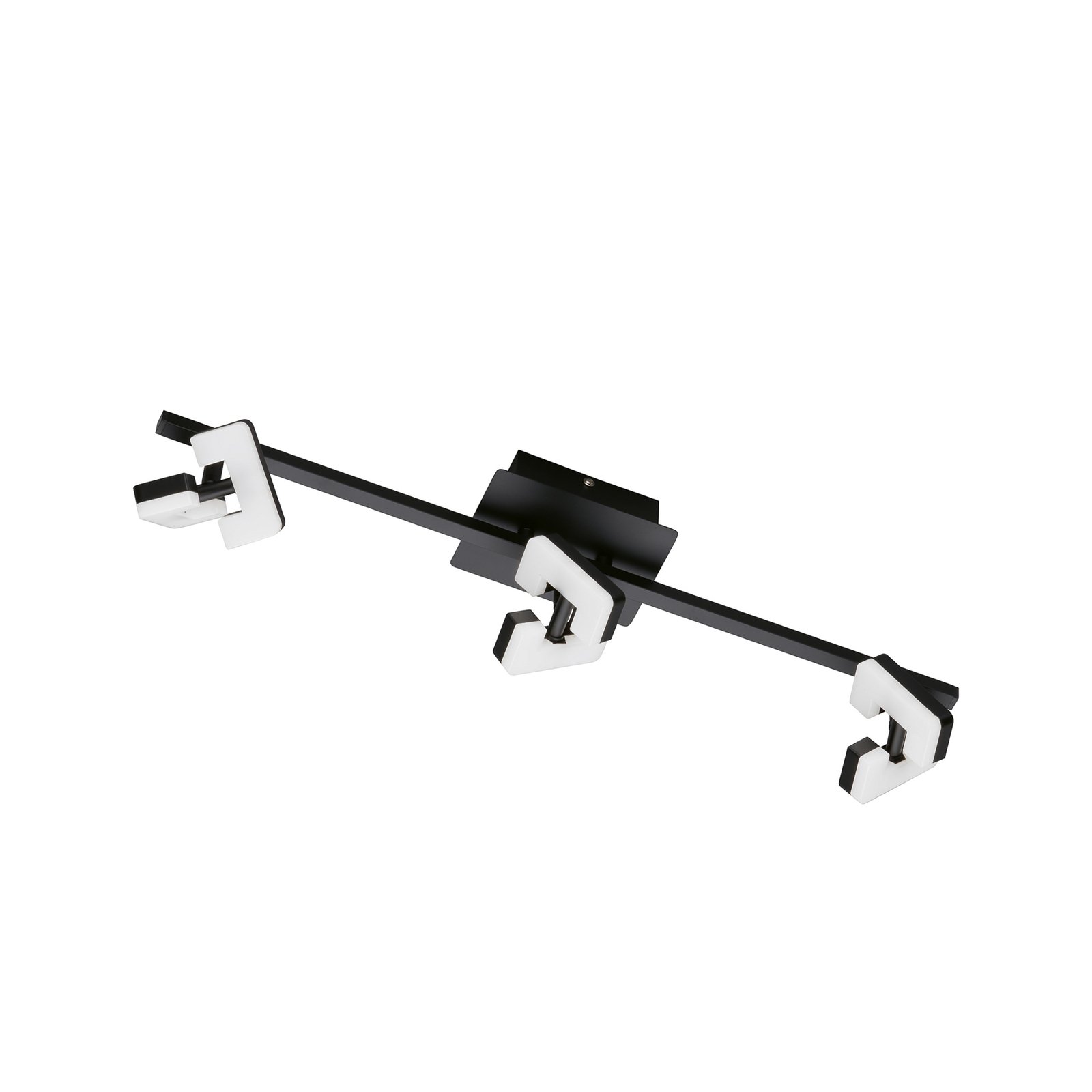 Ray Plafón LED, 60 cm, 3 luces, negro, metal