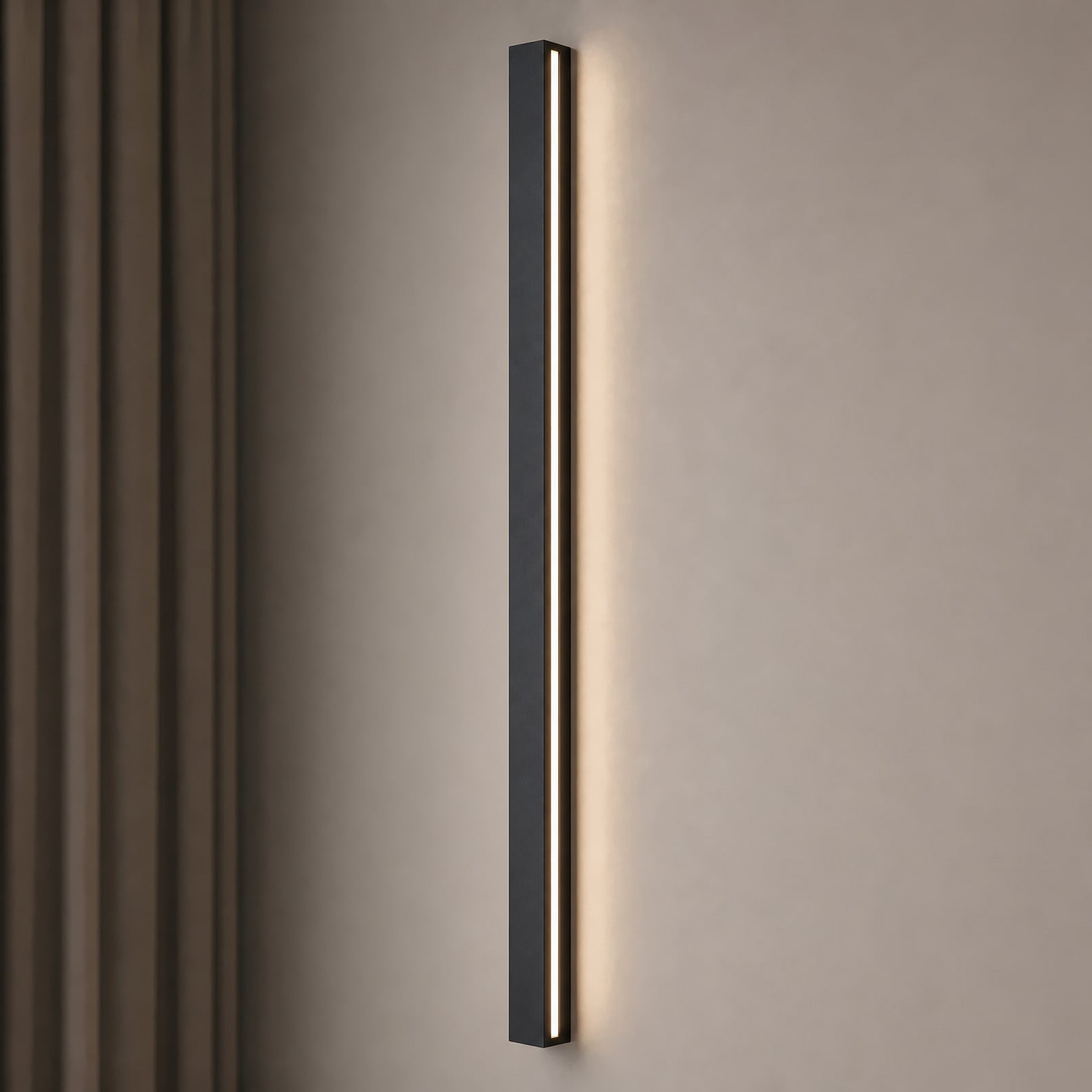 Kinsley LED-v&auml;gglampa, svart, dimbar, 90 cm, CCT &ndash; Lucande - Vardagsrum - Modern - Metall - Vinklad