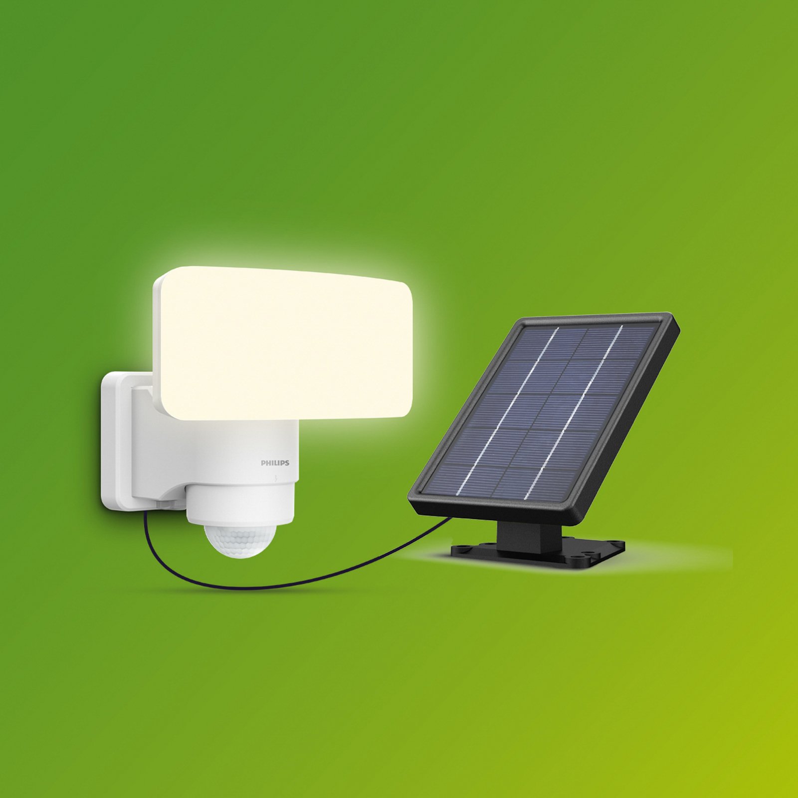Philips LED-Solar-Außenstrahler Tylus, weiß, 5.000 K, Sensor