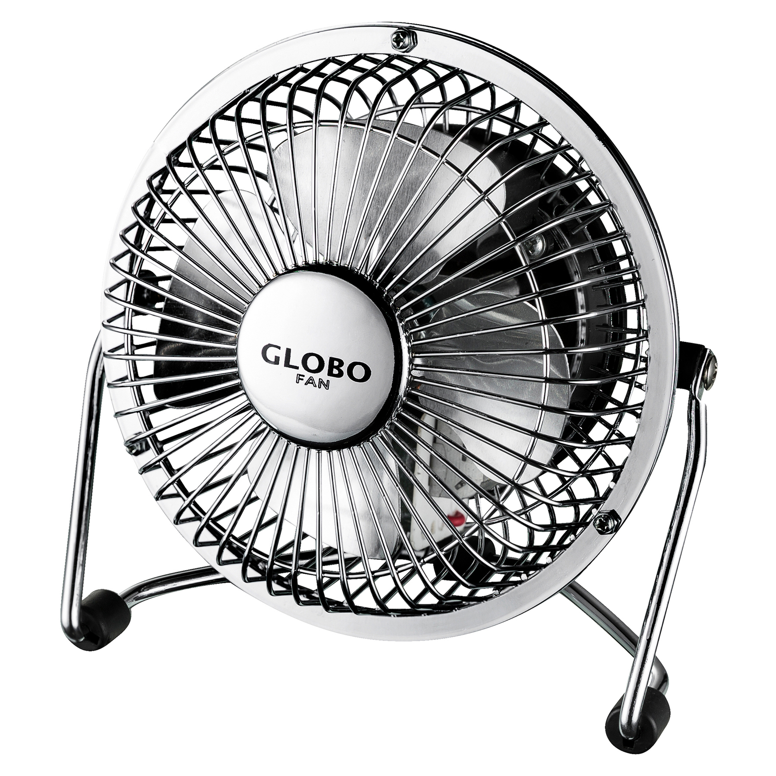Globo Van table fan, chrome-coloured, 2 levels, for Living / Dining Room, metal
