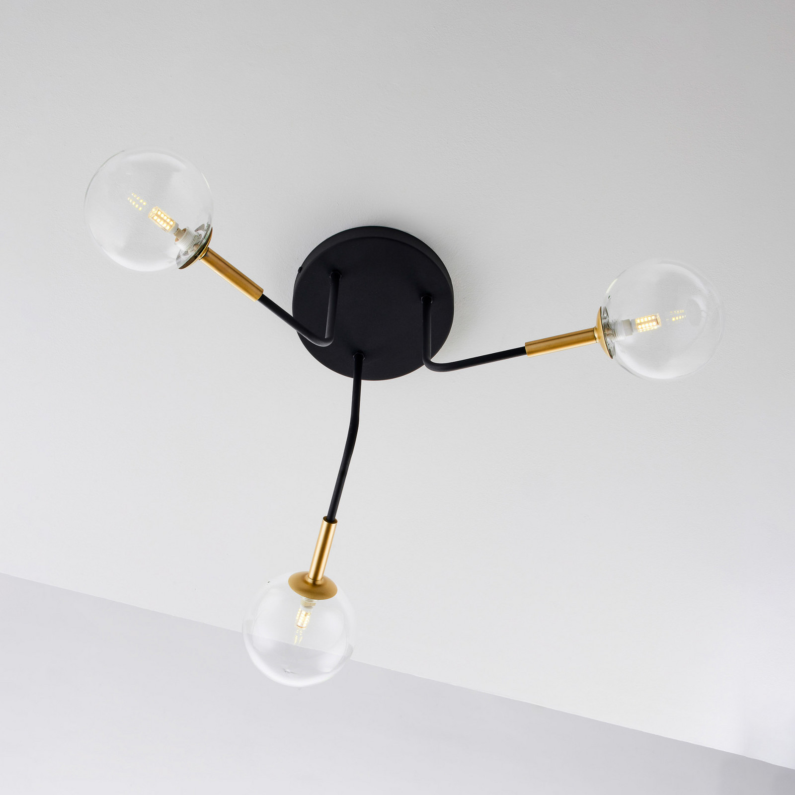 Jupiter Plafonieră Burano 3 becuri negru sticlă 31 cm înălțime G9 - Camera de zi / sufragerie - Modern - negru auriu transparent