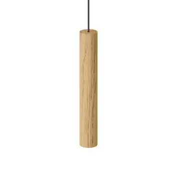 Einflammige LED-Pendelleuchte Pipe aus Eichenholz