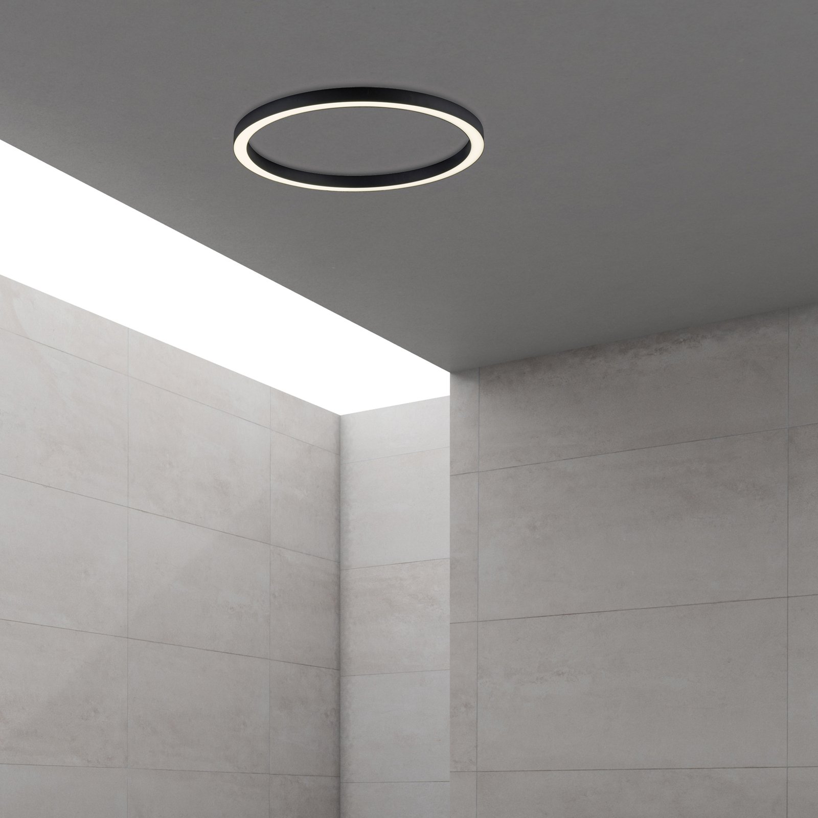 PURE Lines LED ceiling light, round Ø70cm anthracite