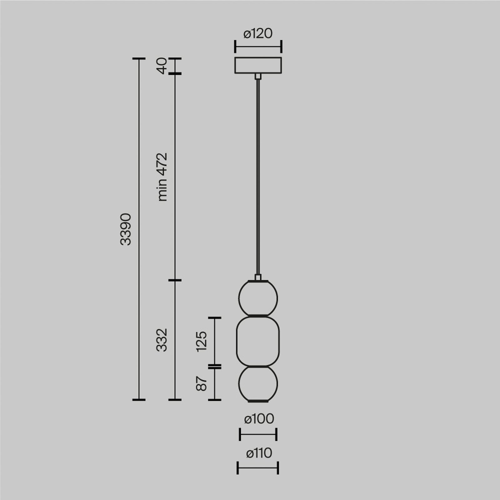 Maytoni LED závěsné světlo Drop, chromová barva, Ø 12 cm, sklo