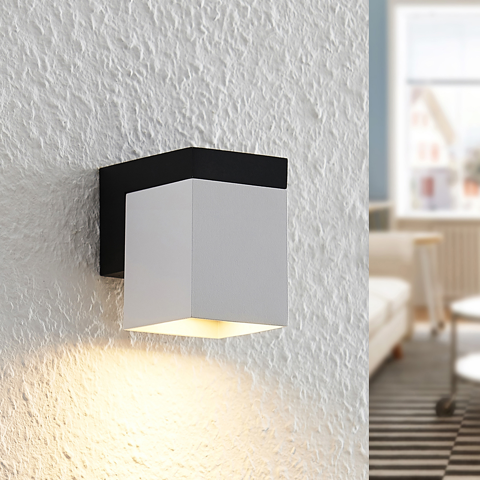 Arcchio Samsa wall light, 1-bulb, white, for Hallway, aluminium, GU10, 8 W, energy efficiency: A++, W: 5.4 cm, H: 7.5 cm