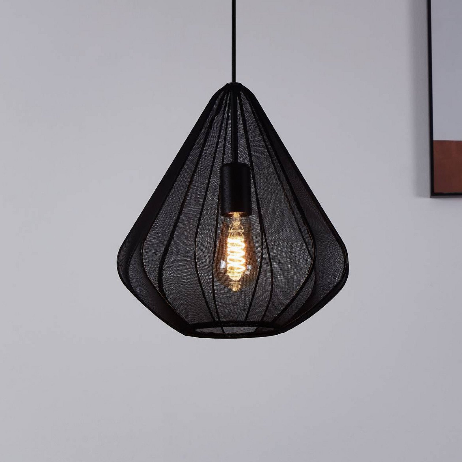 EGLO Lampă suspendată Dolwen negru Ø 335 cm - Camera de zi / sufragerie - modern - Țesătură / Textil