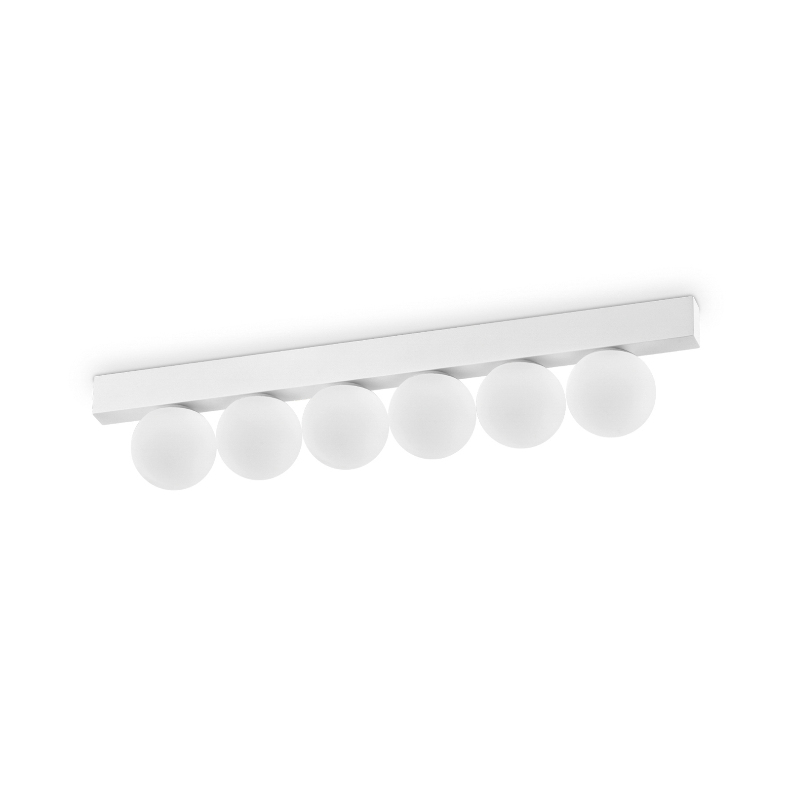 Ideal Lux Plafoniera Ping Pong bianca a 6 luci, vetro opalino