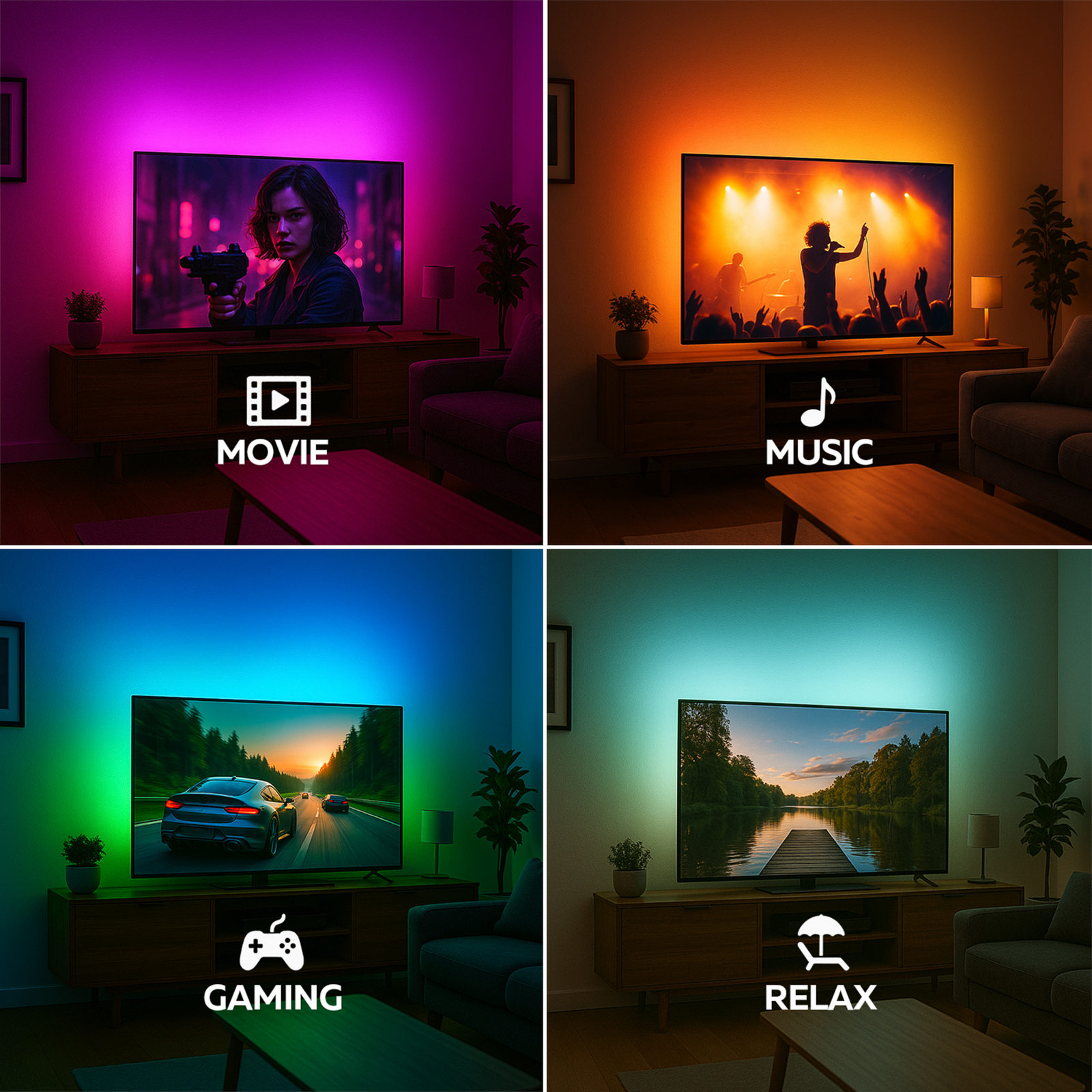 Set Calex Smart HDMI Sync Box cu bandă LED, 250 cm, RGBW