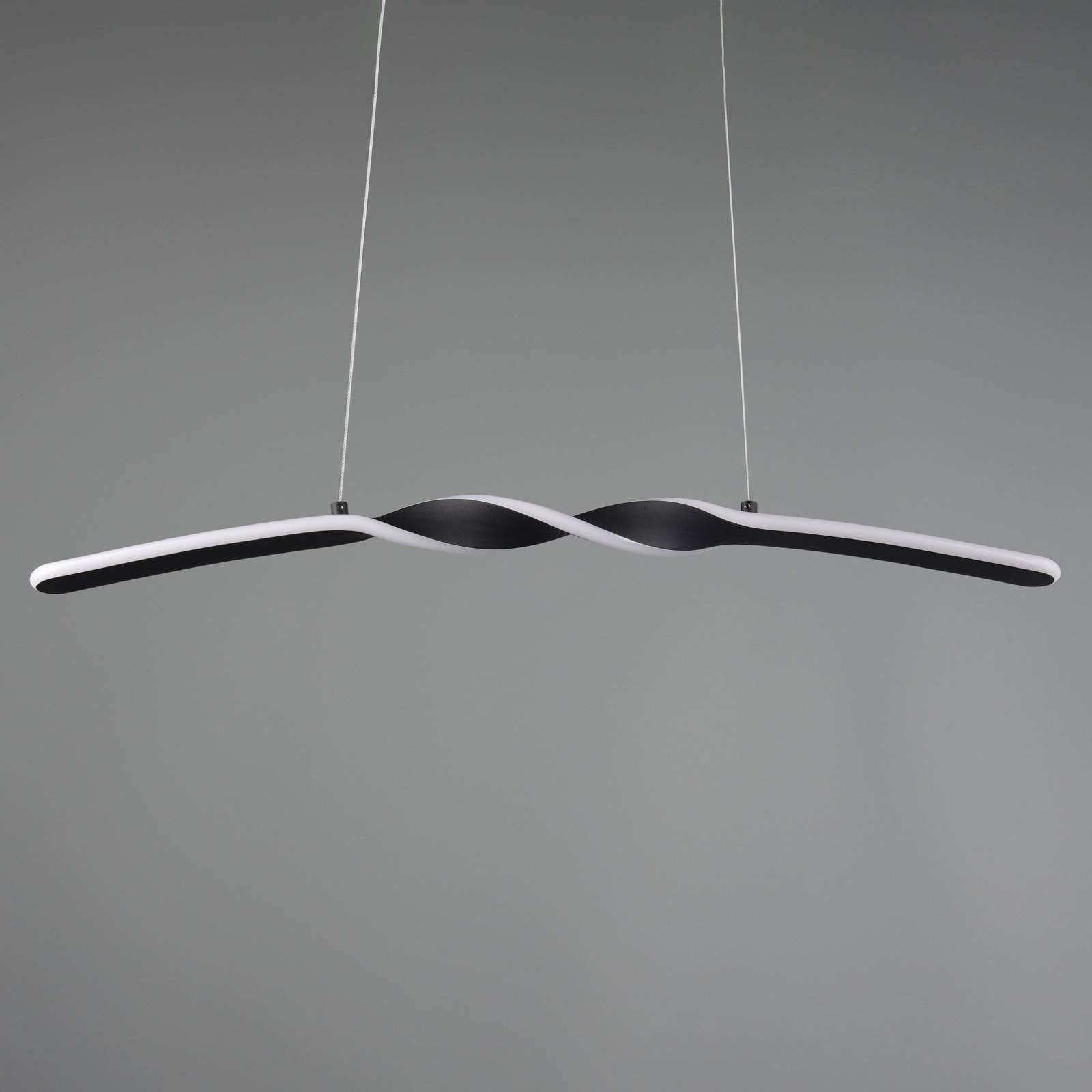 LED-Pendelleuchte Ginko, schwarz matt, Metall, Länge 79 cm günstig online kaufen