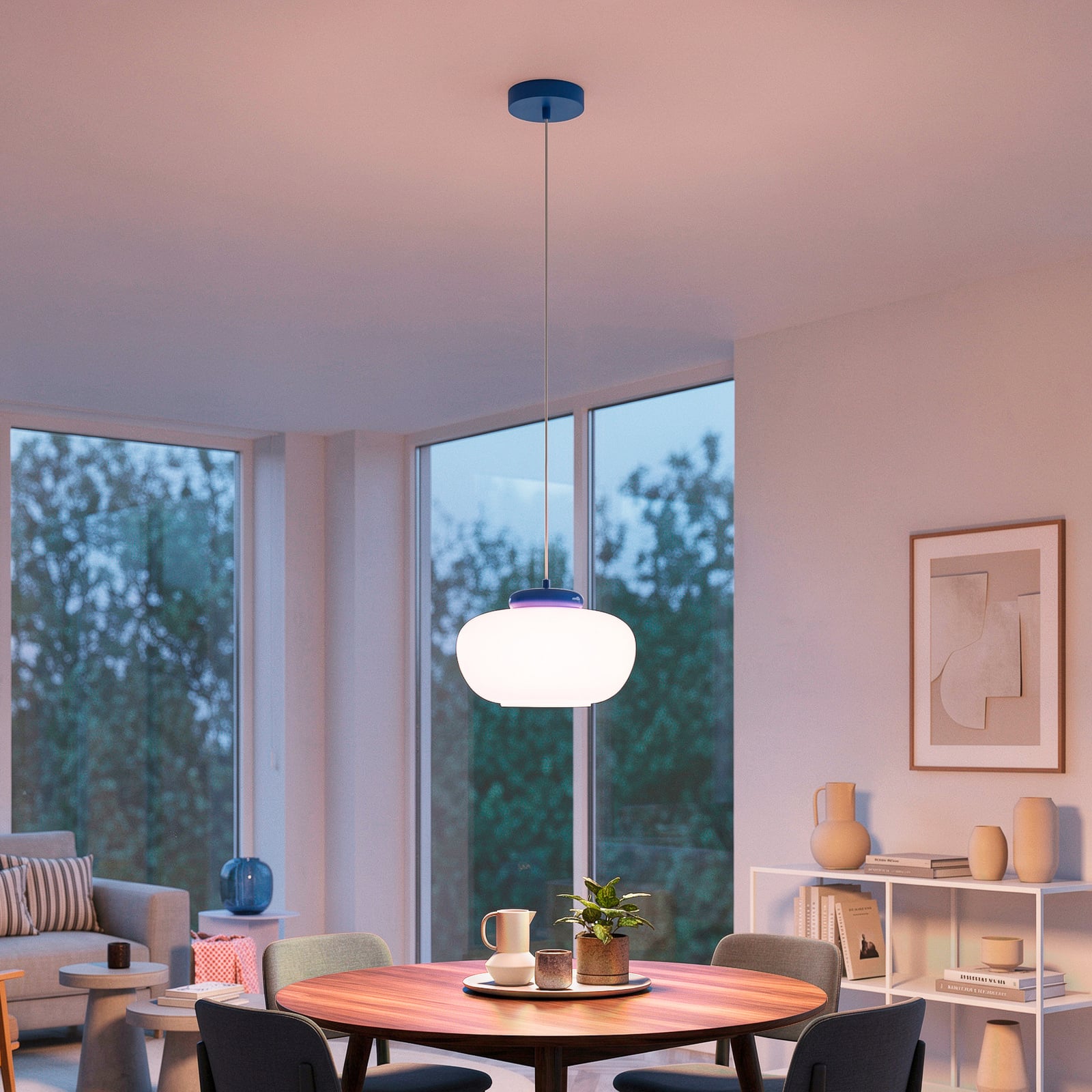 Hanglamp Berardelli, roze/blauw, Ø 30 cm, glas, E27